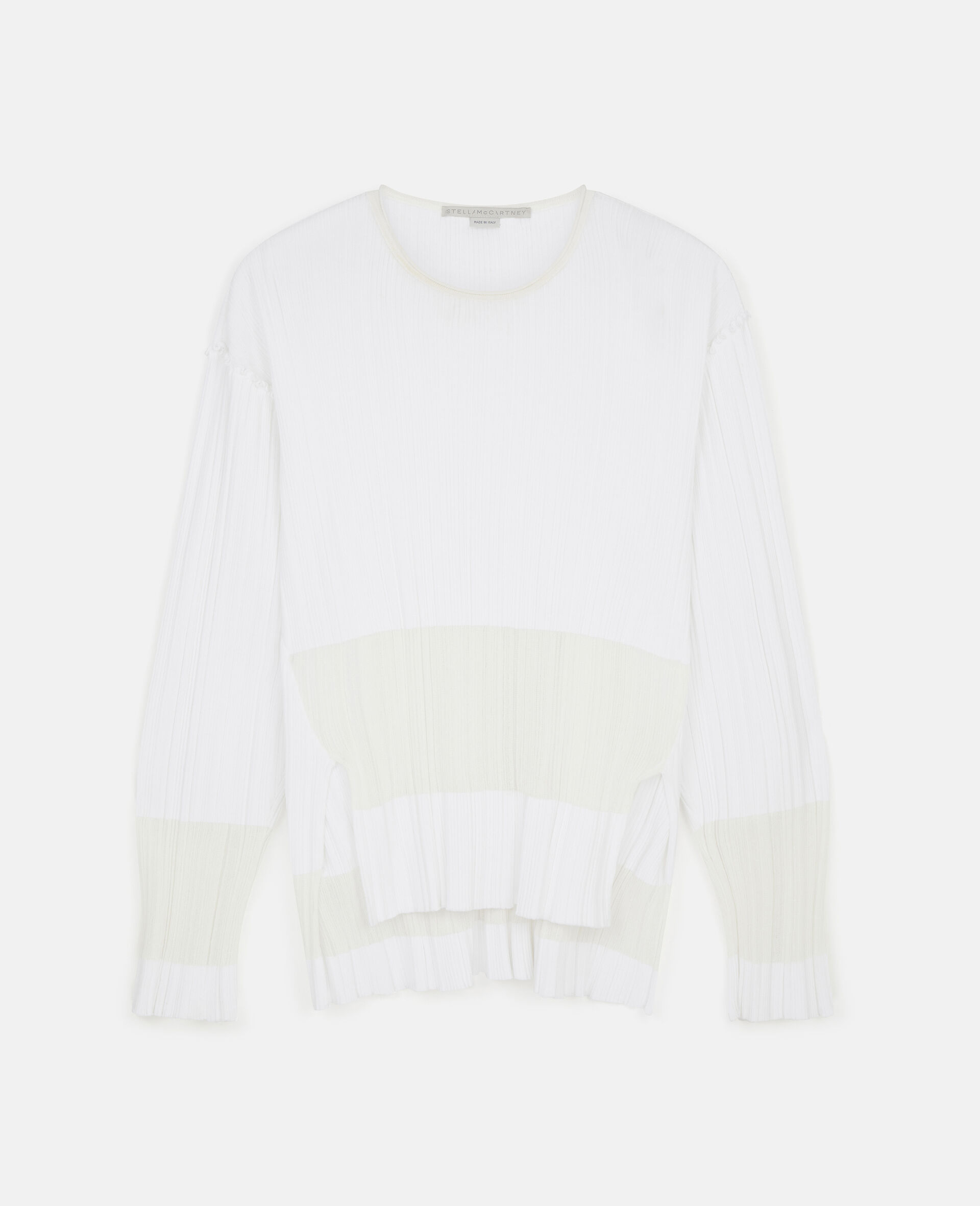 Plisse Knit Sweater-White-large