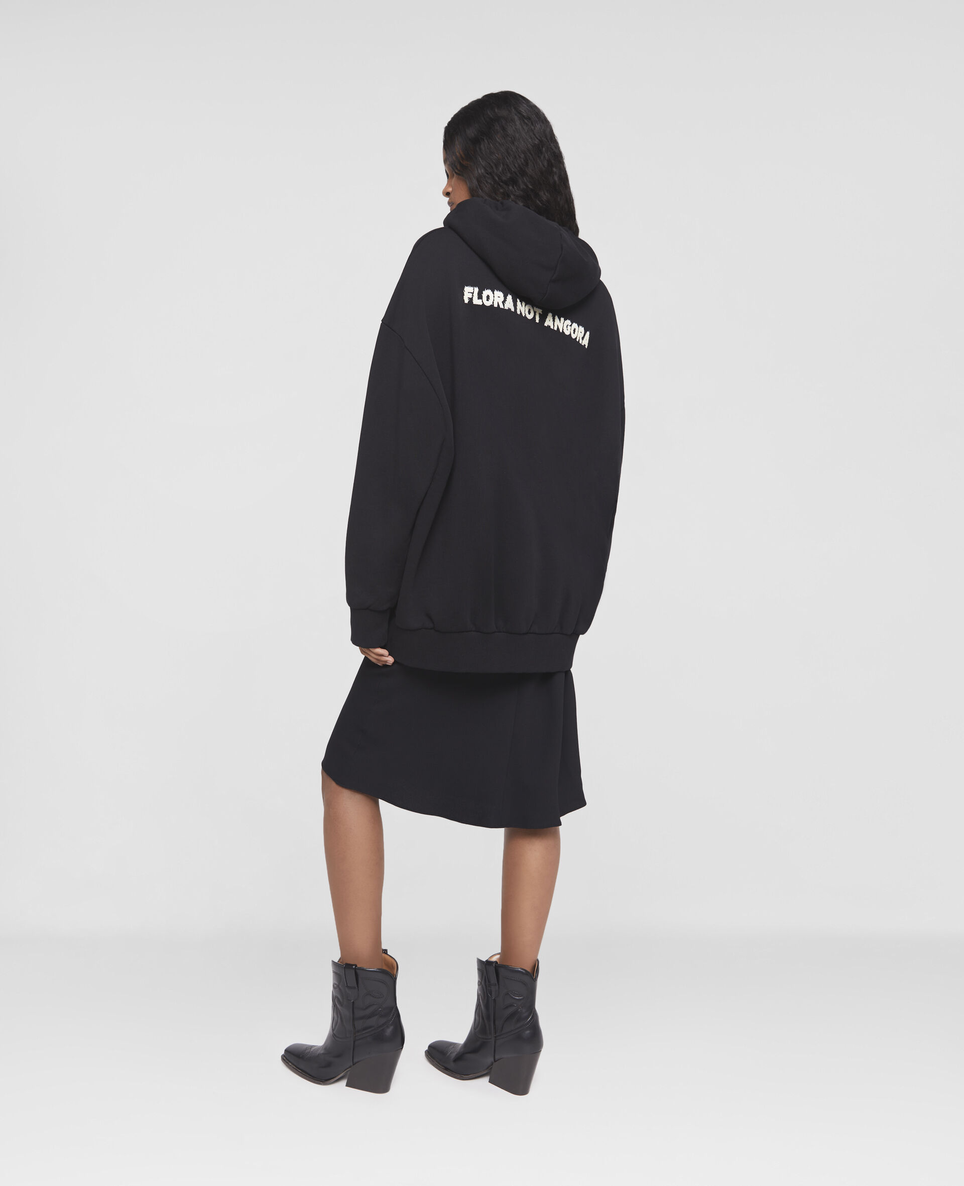 Lunar New Year Rabbit Motif Hoodie-Black-large image number 2