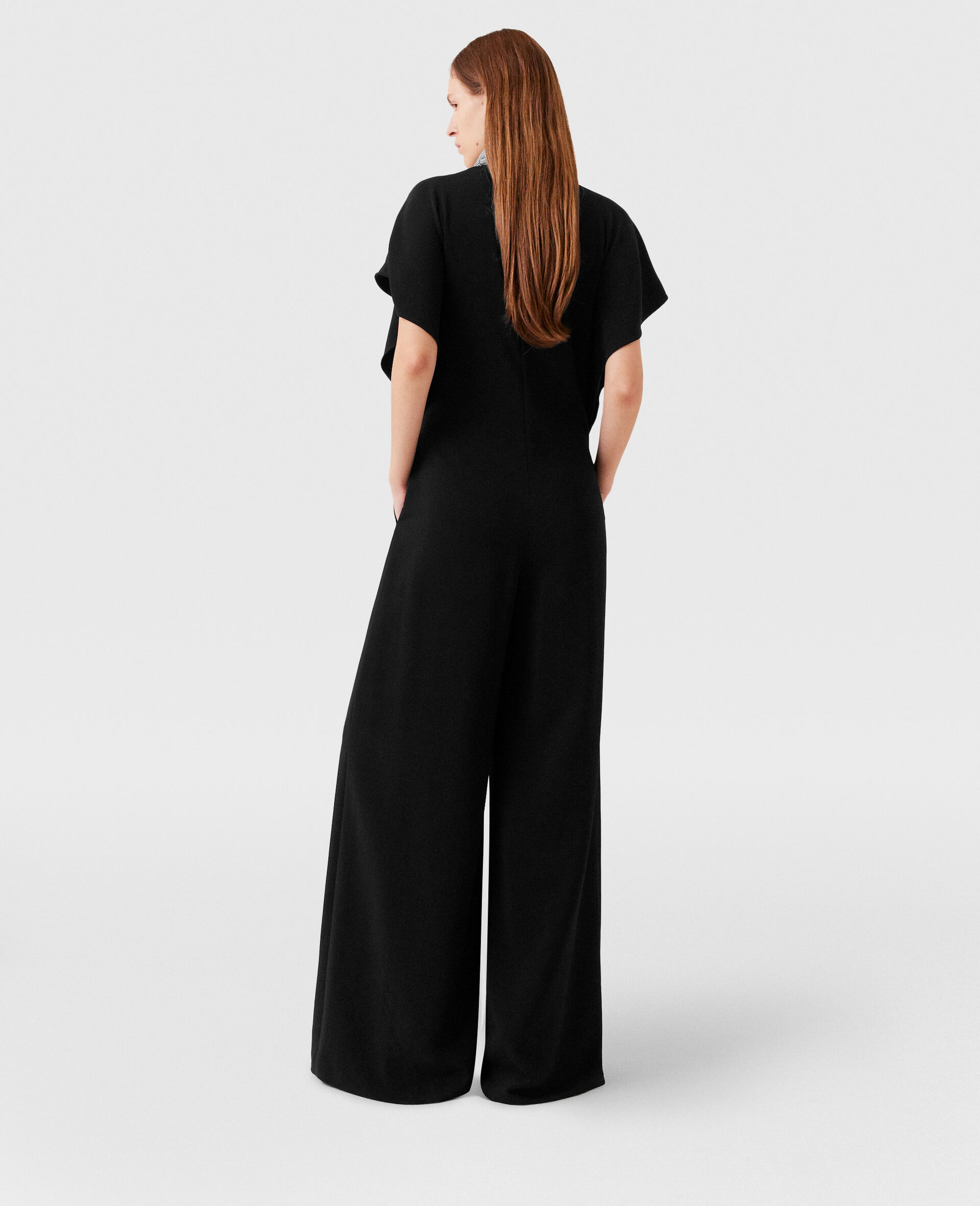 Crystal Chain Maxi Jumpsuit-Black-large image number 4