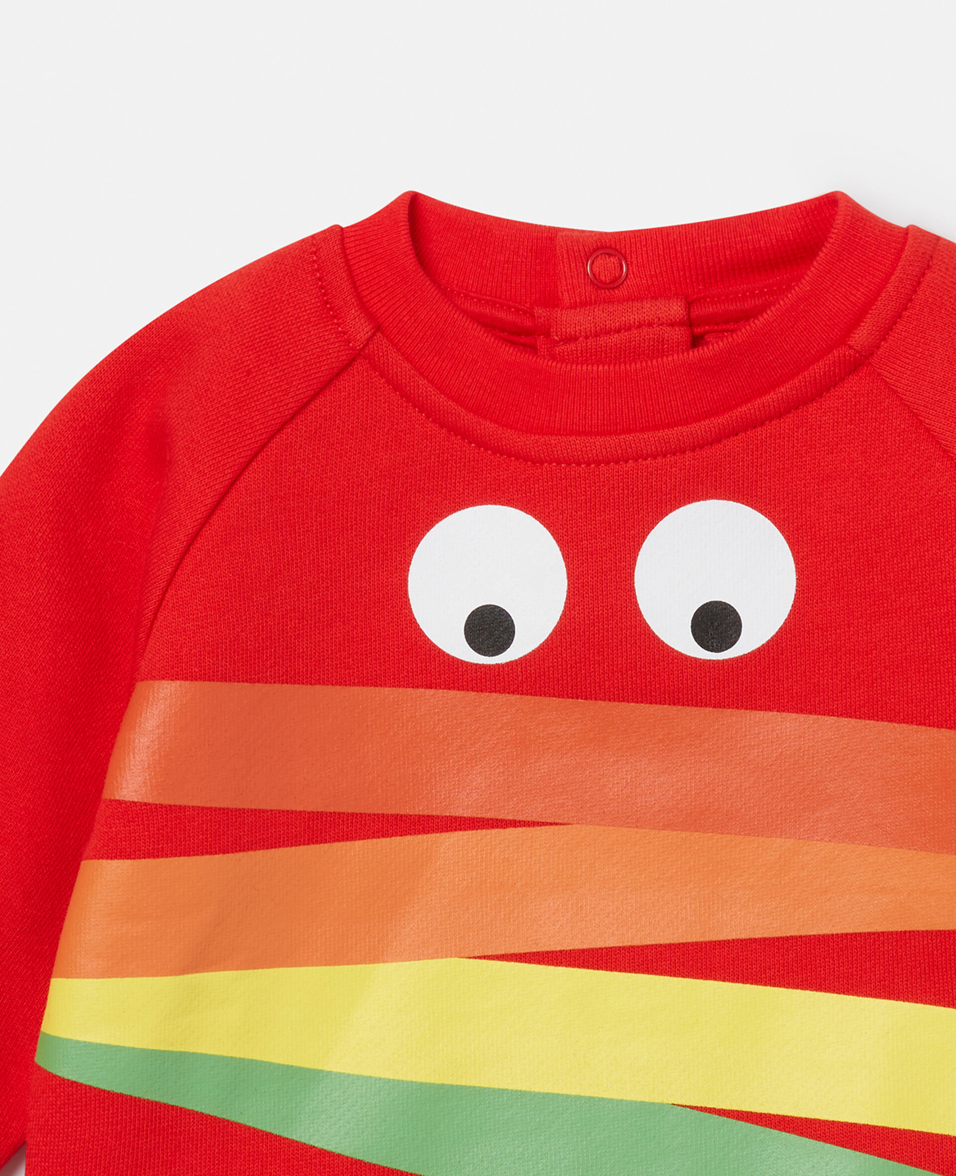 Rainbow Face Print Fleece Sweatshirt-Red-large image number 1