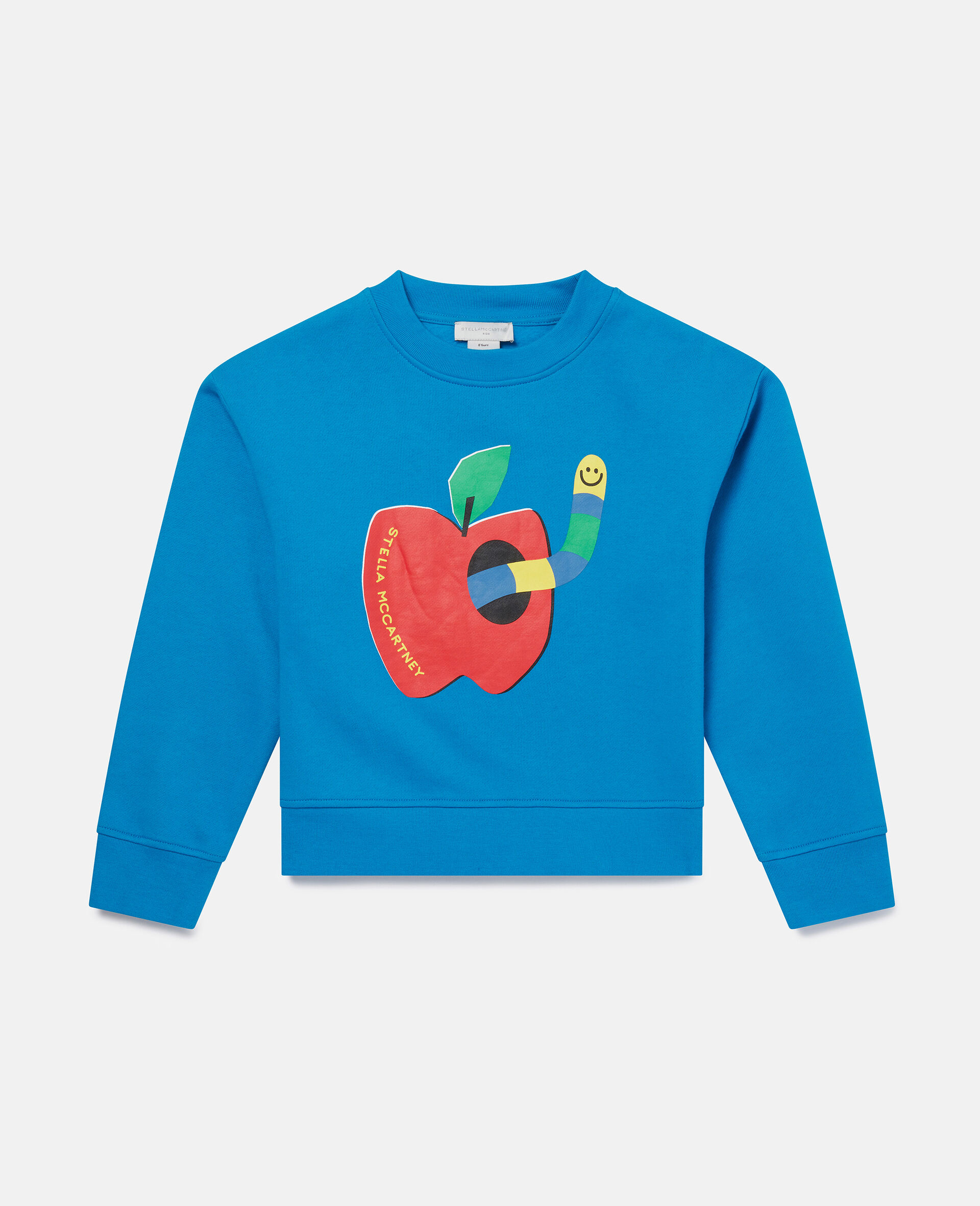 Apple Print Cotton Fleece Sweatshirt-Blue-large image number 0