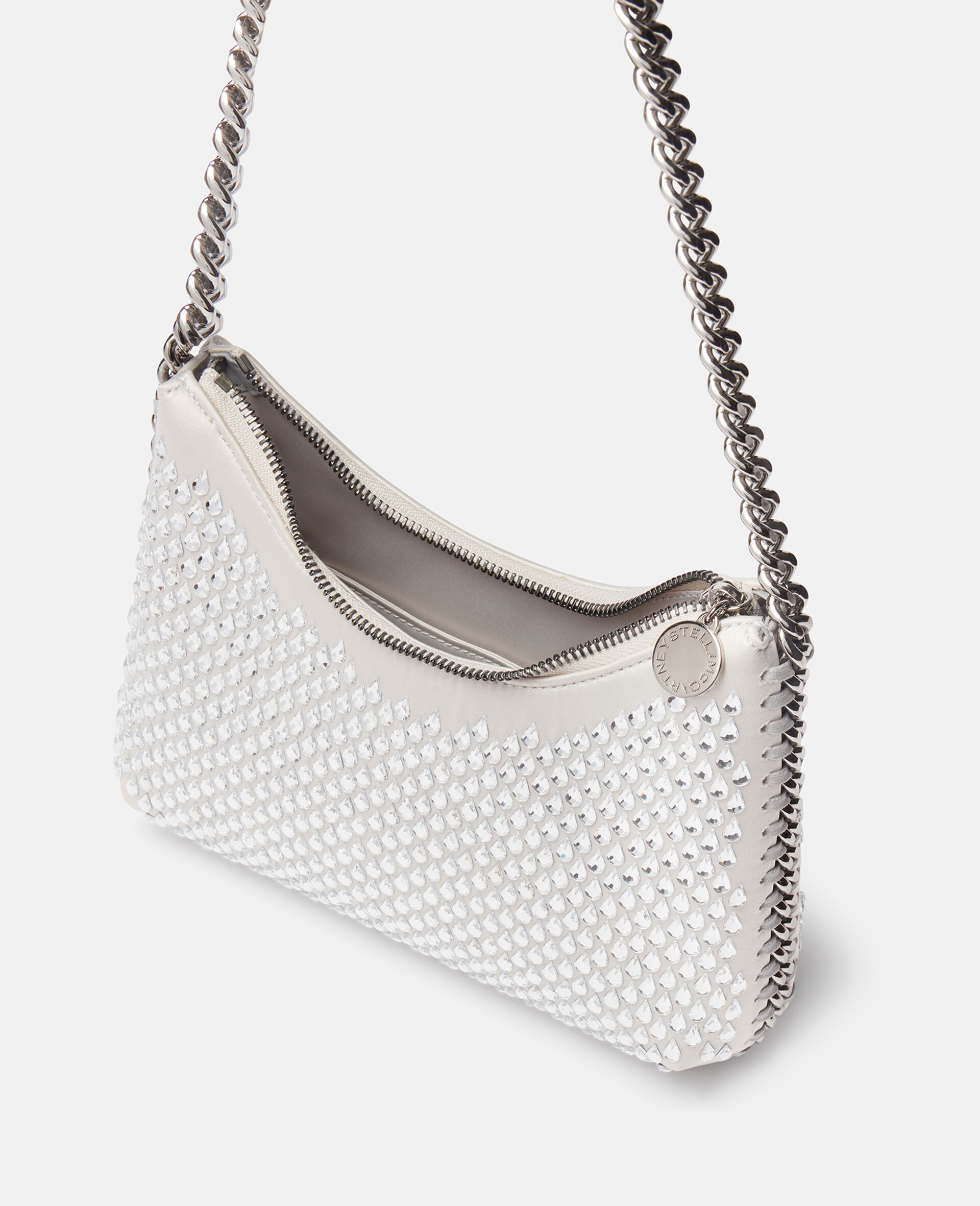 Falabella Crystal Mesh Mini Zipped Shoulder Bag-Grey-large image number 4