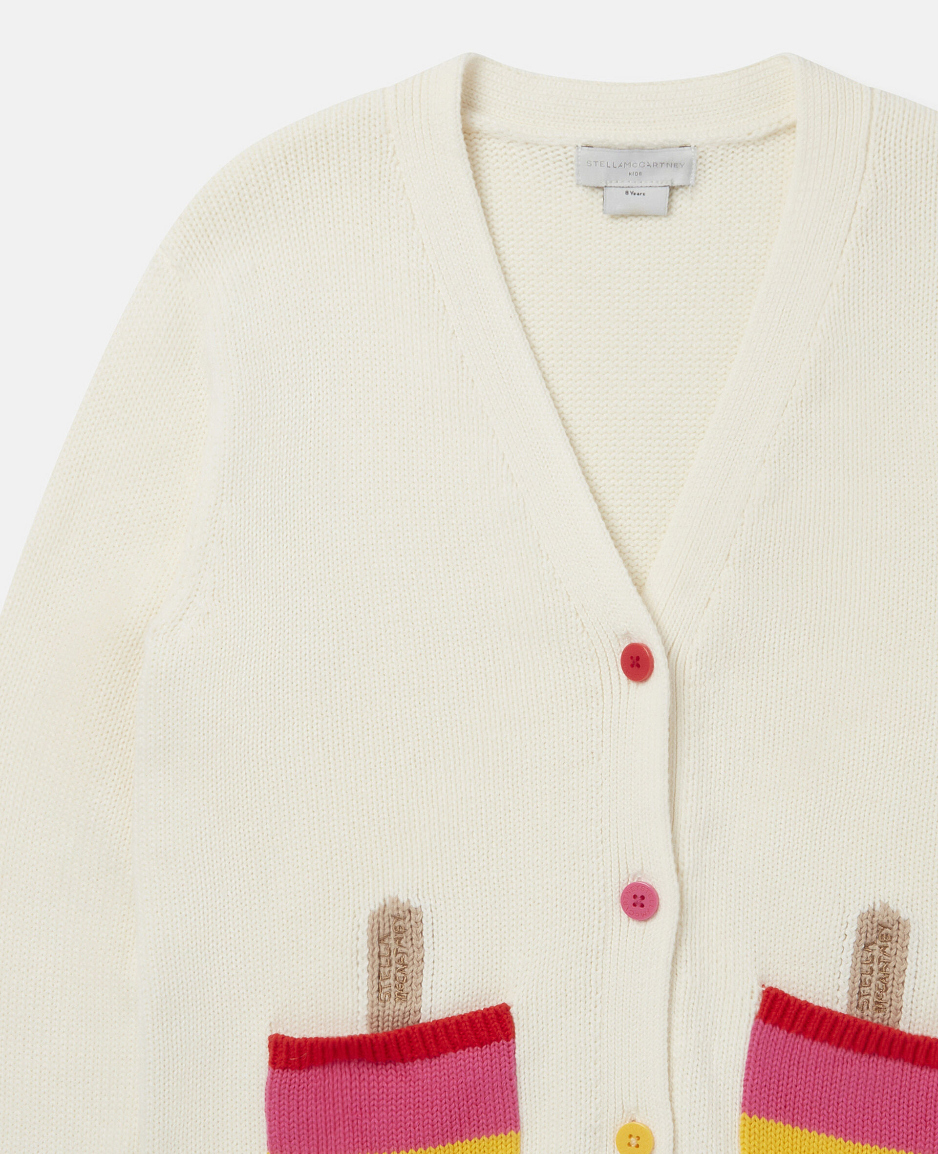 Ice Lolly Cotton Cardigan-White-large image number 1