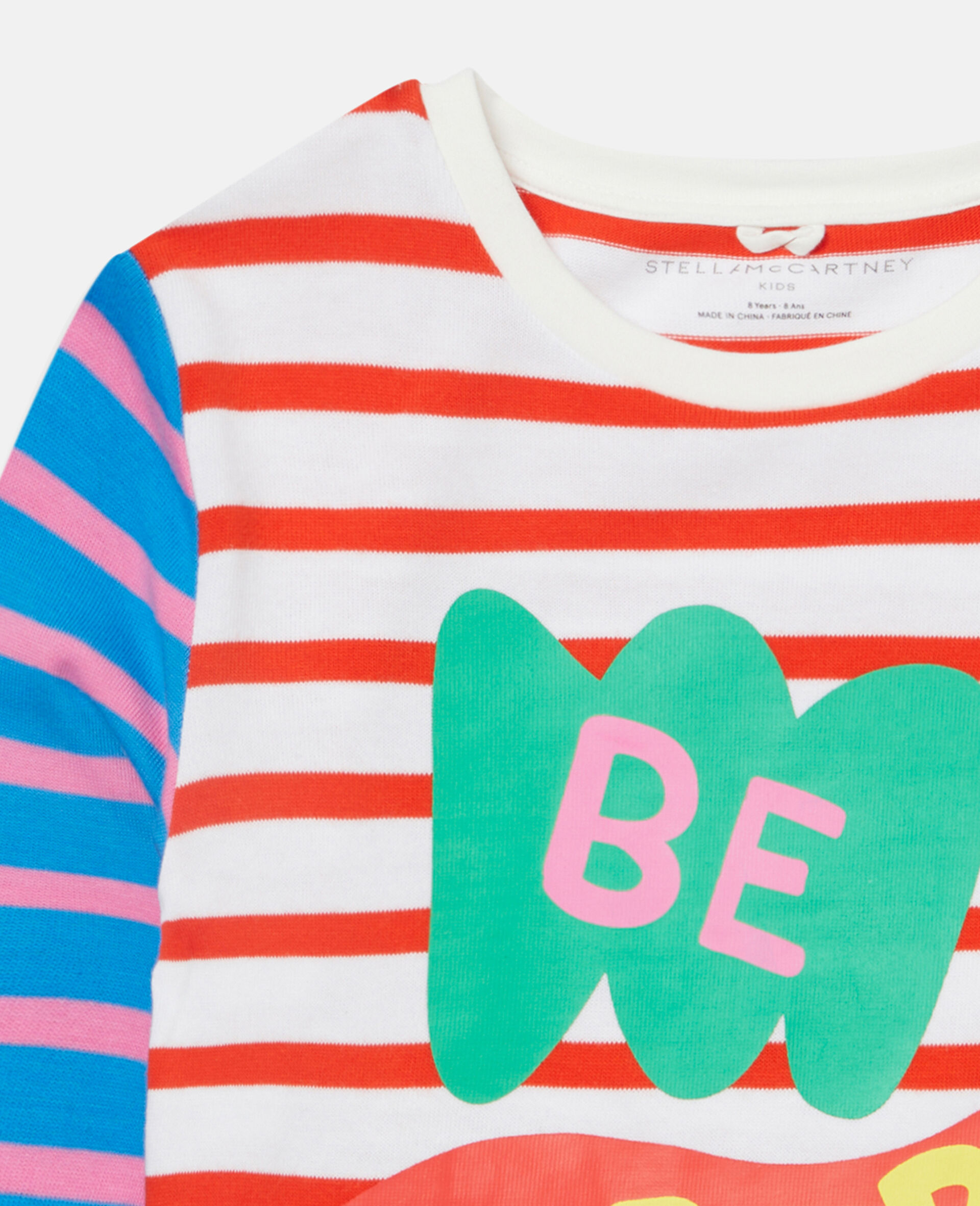 Be Super Nice Print Striped Cotton T‐Shirt-Multicoloured-large image number 1