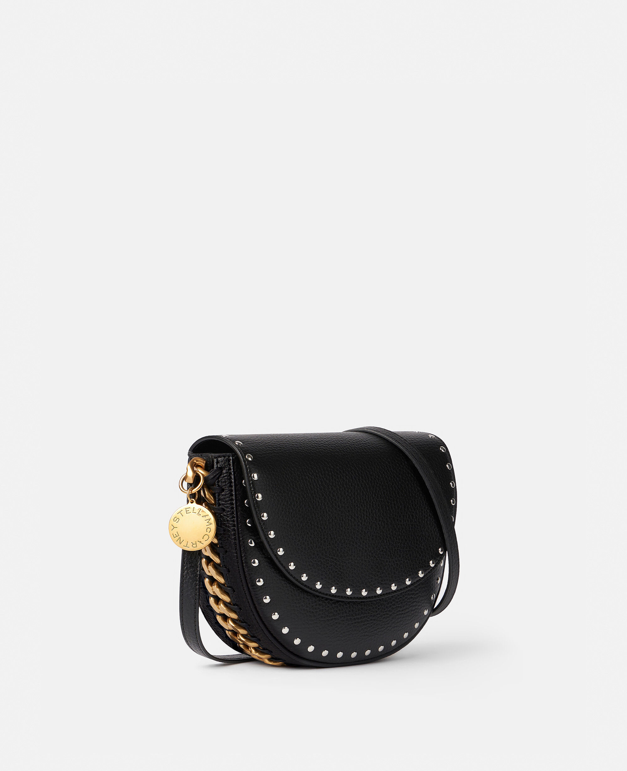 Women ブラック フレイム スタッズ グレイニー オルター マット ミディアム フラップショルダーバッグ | Stella McCartney JP