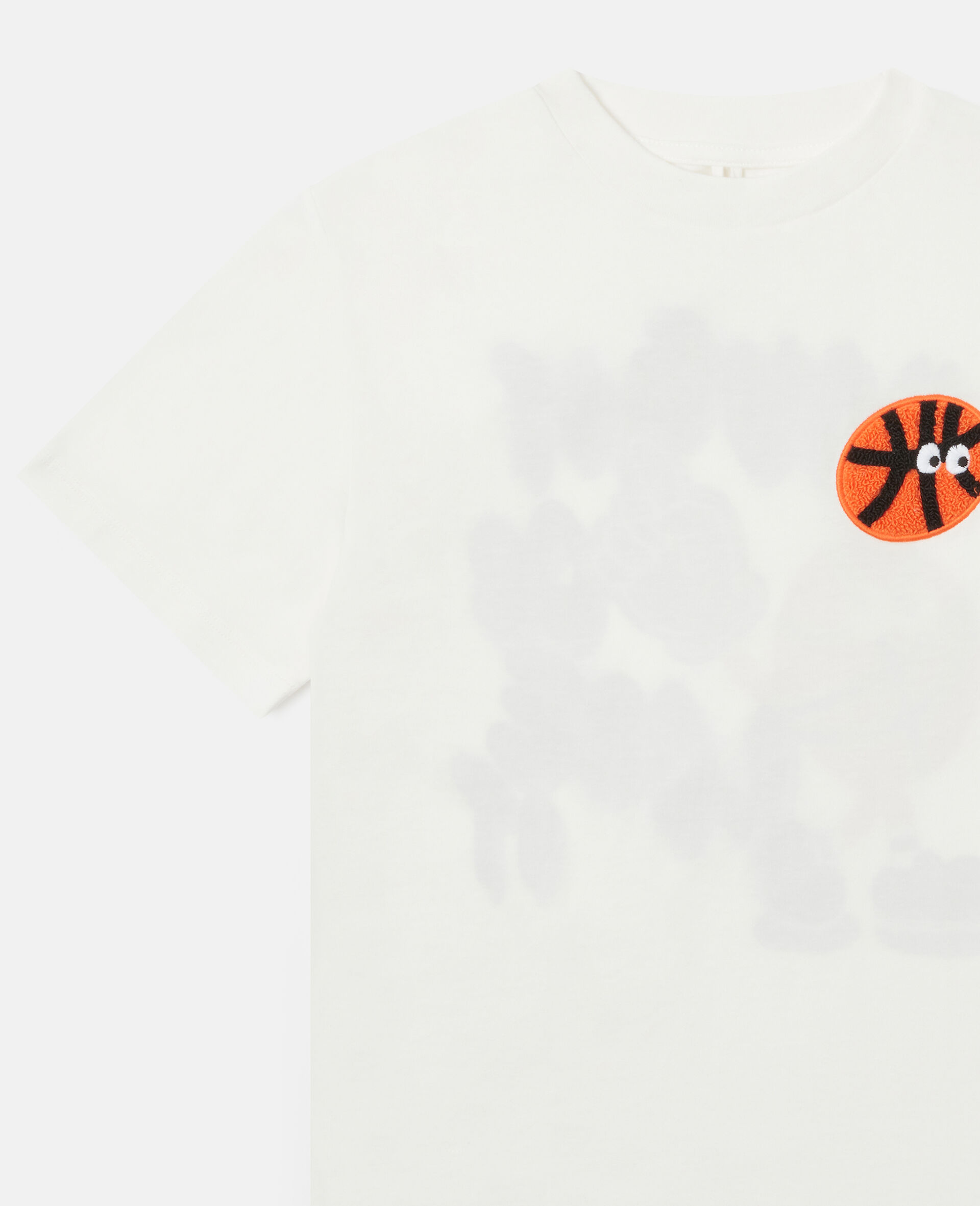 Basketball Motif T-Shirt-White-medium