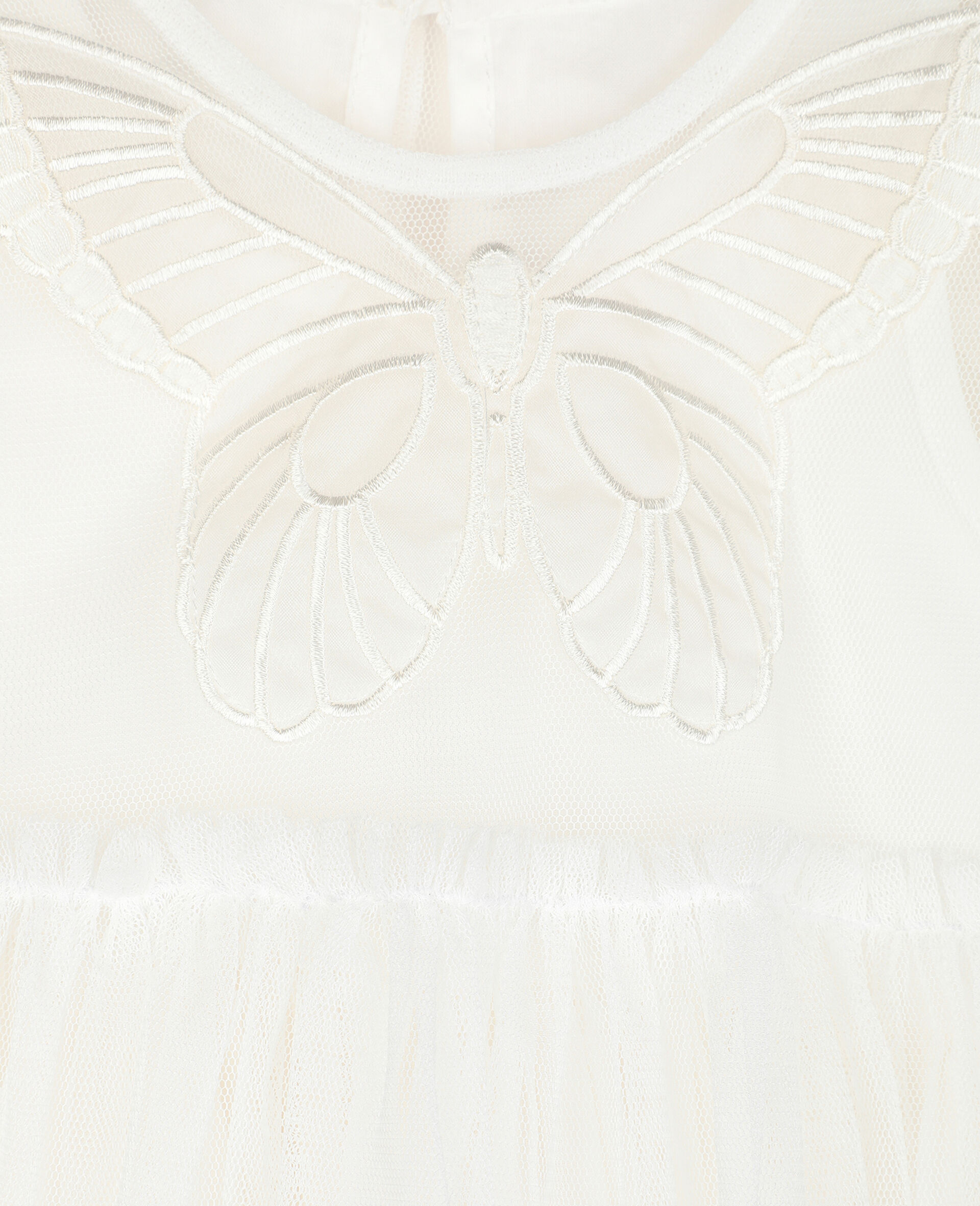 Butterfly Patch Tulle Dress -White-large image number 1