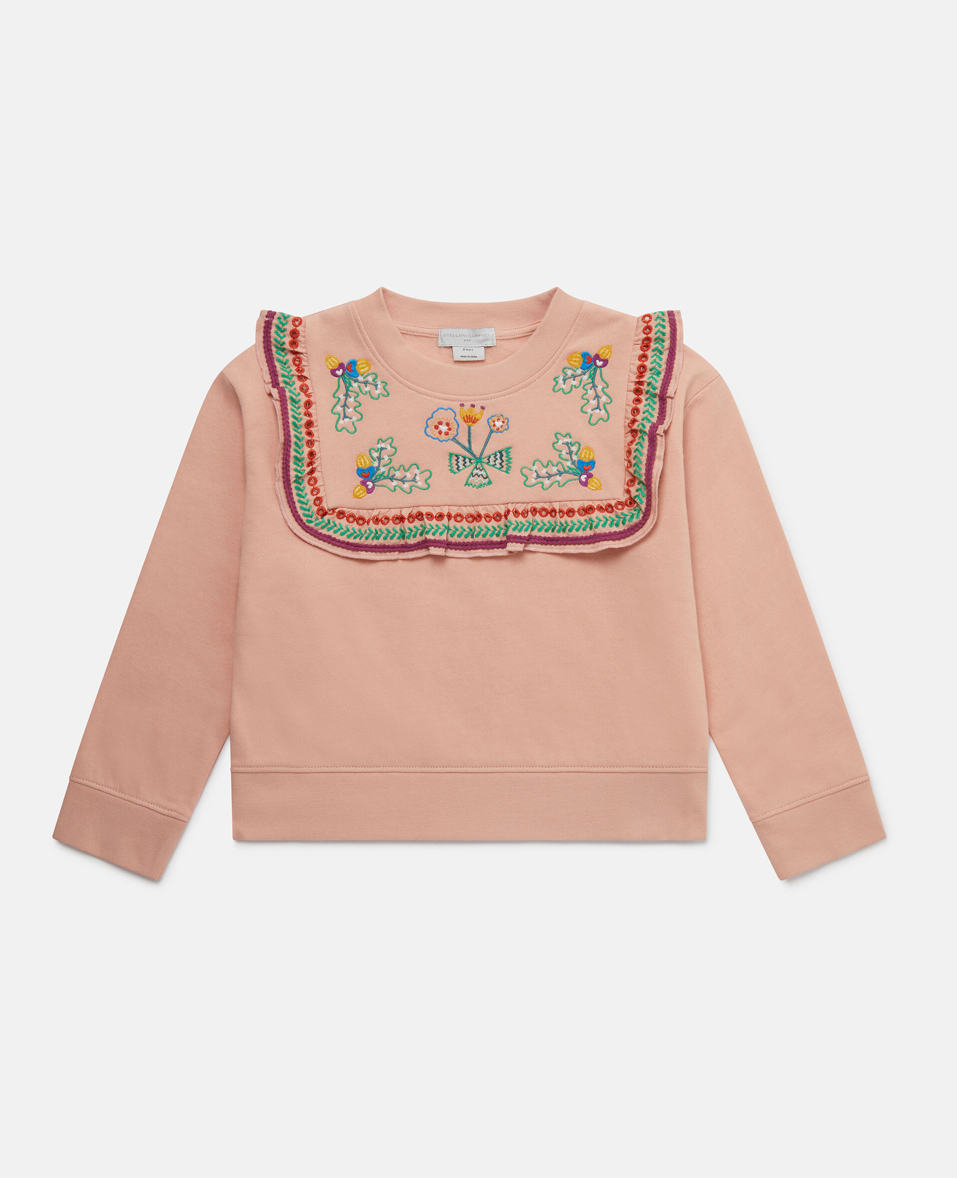 Acorn Embroidery Collared Sweatshirt-Orange-large image number 2