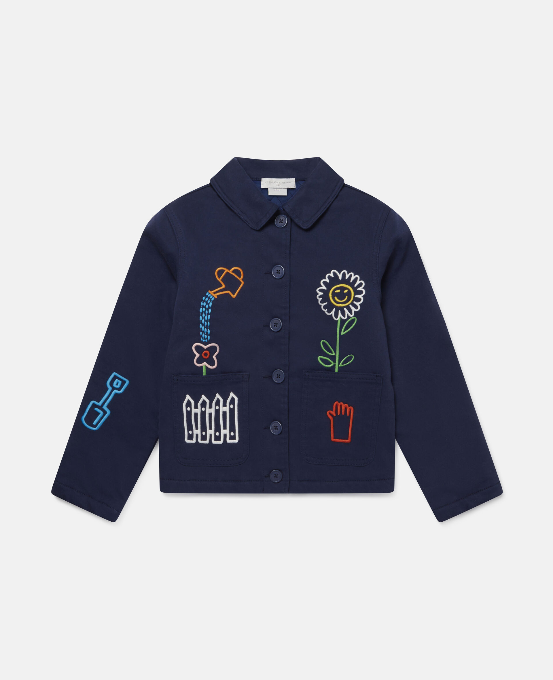 Embroidered Garden Denim Jacket -Blue-large