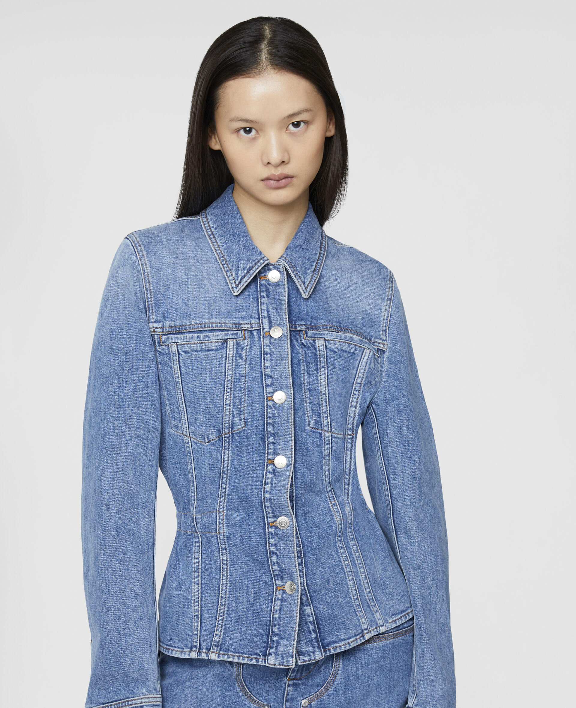Women Medium Blue Elasticated Waist Denim Jacket Stella McCartney CA
