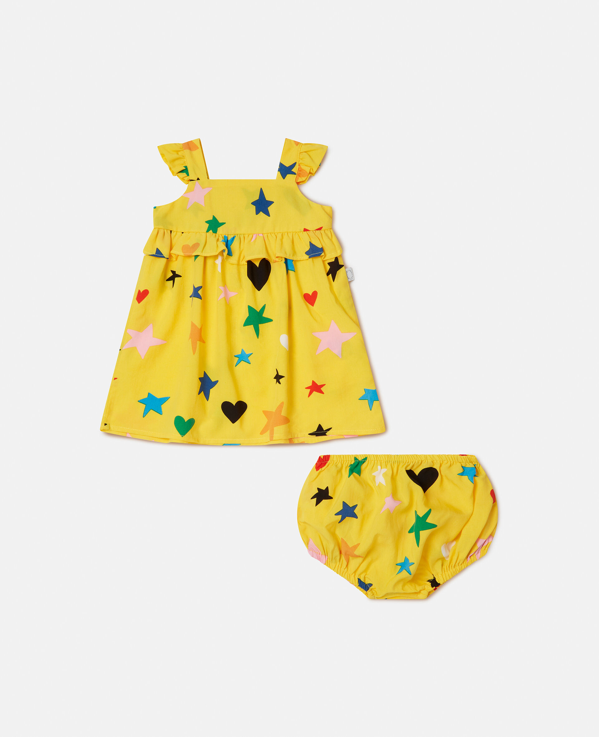 Star Pattern Dress and Bloomers Set-Yellow-large image number 0