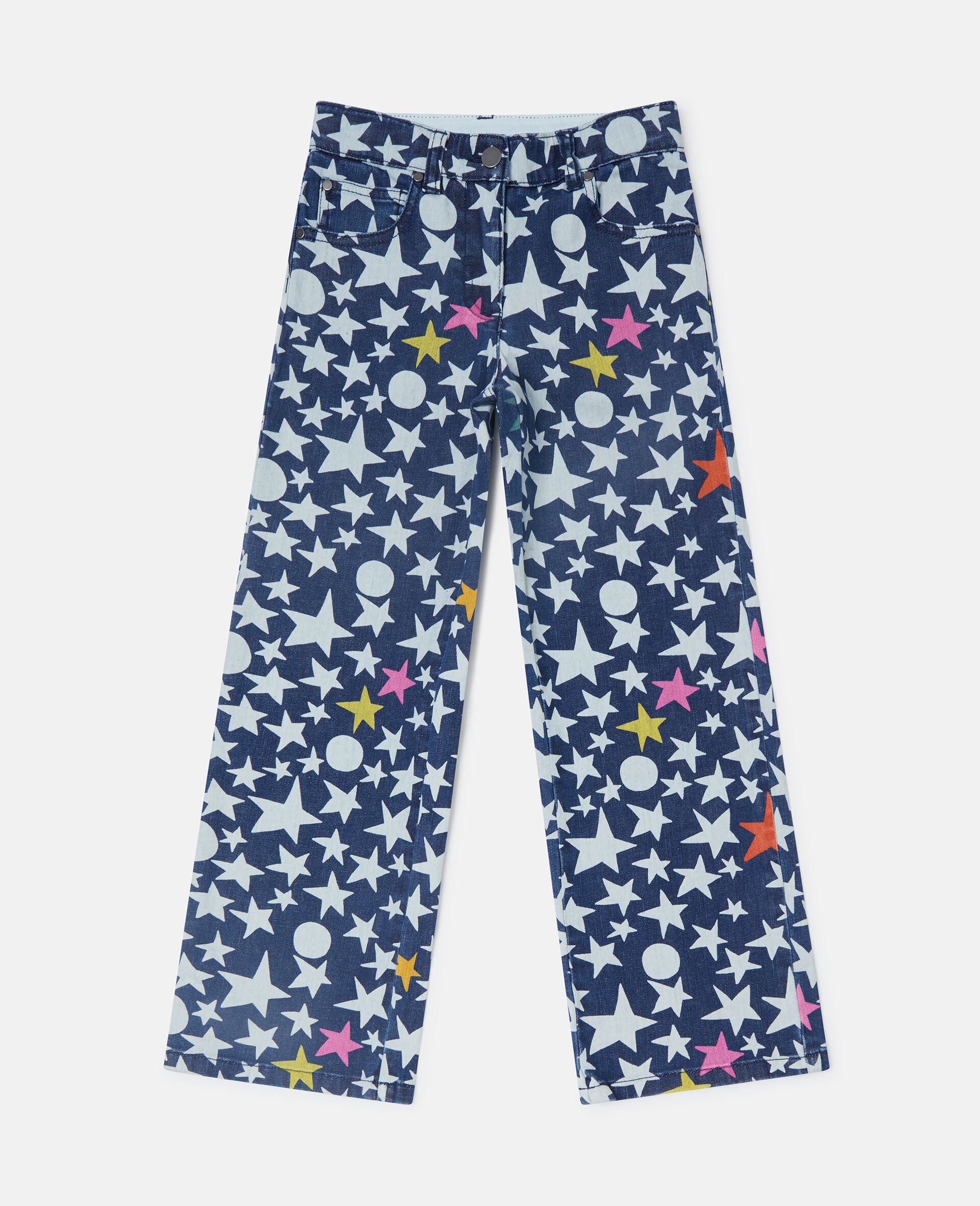 Star Print Straight-Leg Denim Jeans-Blue-medium