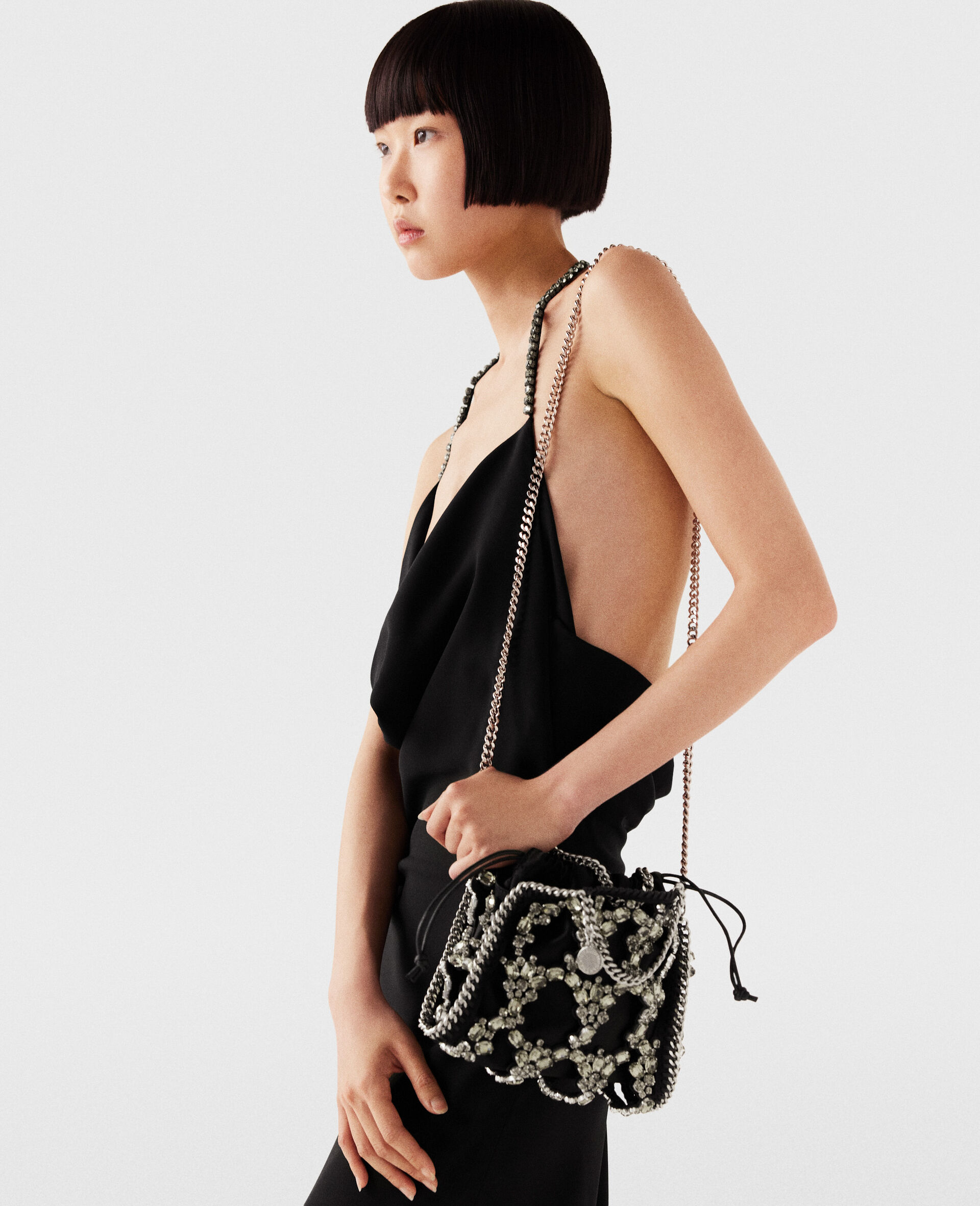 Falabella Tiny Crystal Cage Tote Bag-Silver-large image number 5