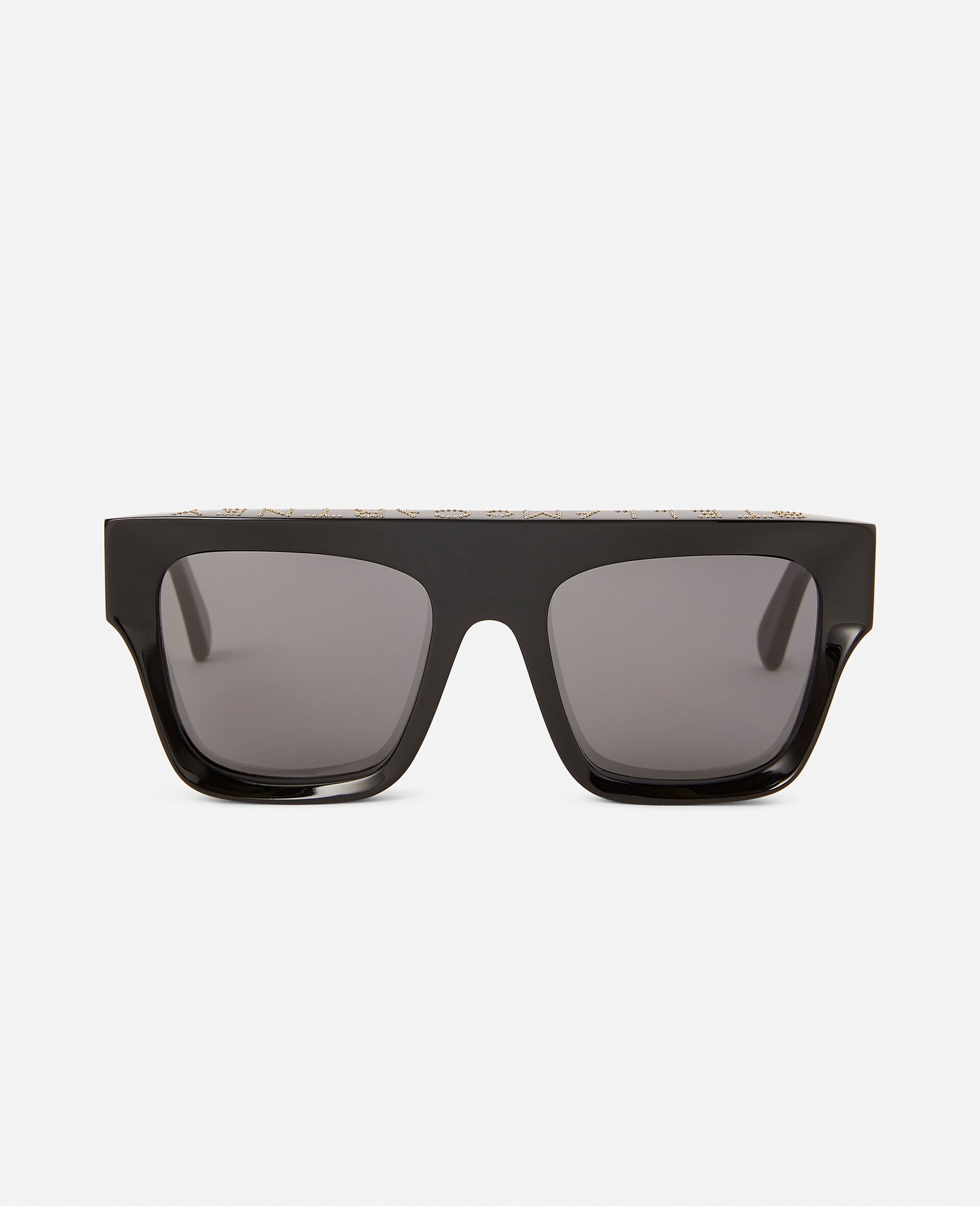 Glänzend schwarze Sonnenbrille mit eckiger Fassung-Brown-large image number 0