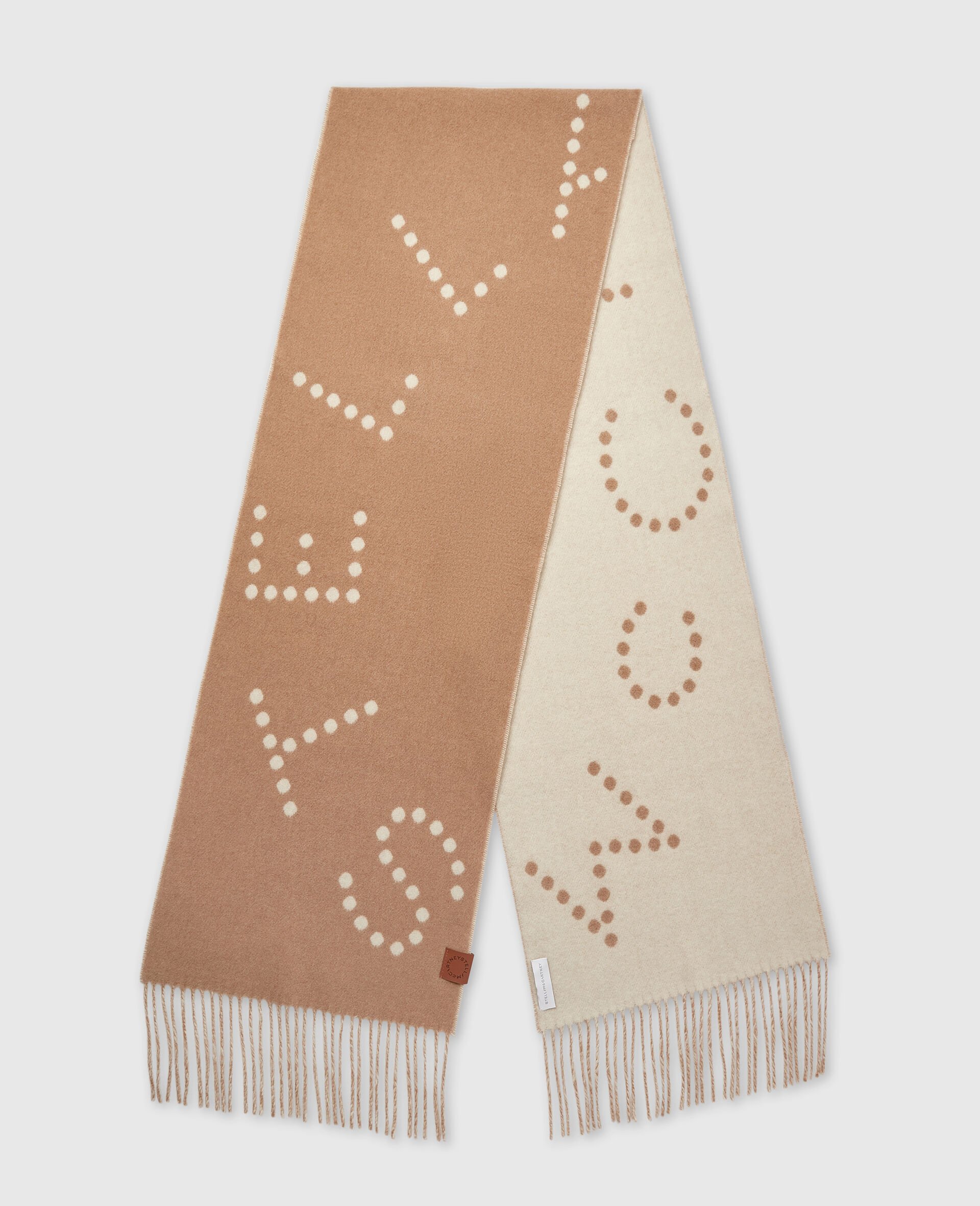 Logo Fringe Scarf-Beige-medium