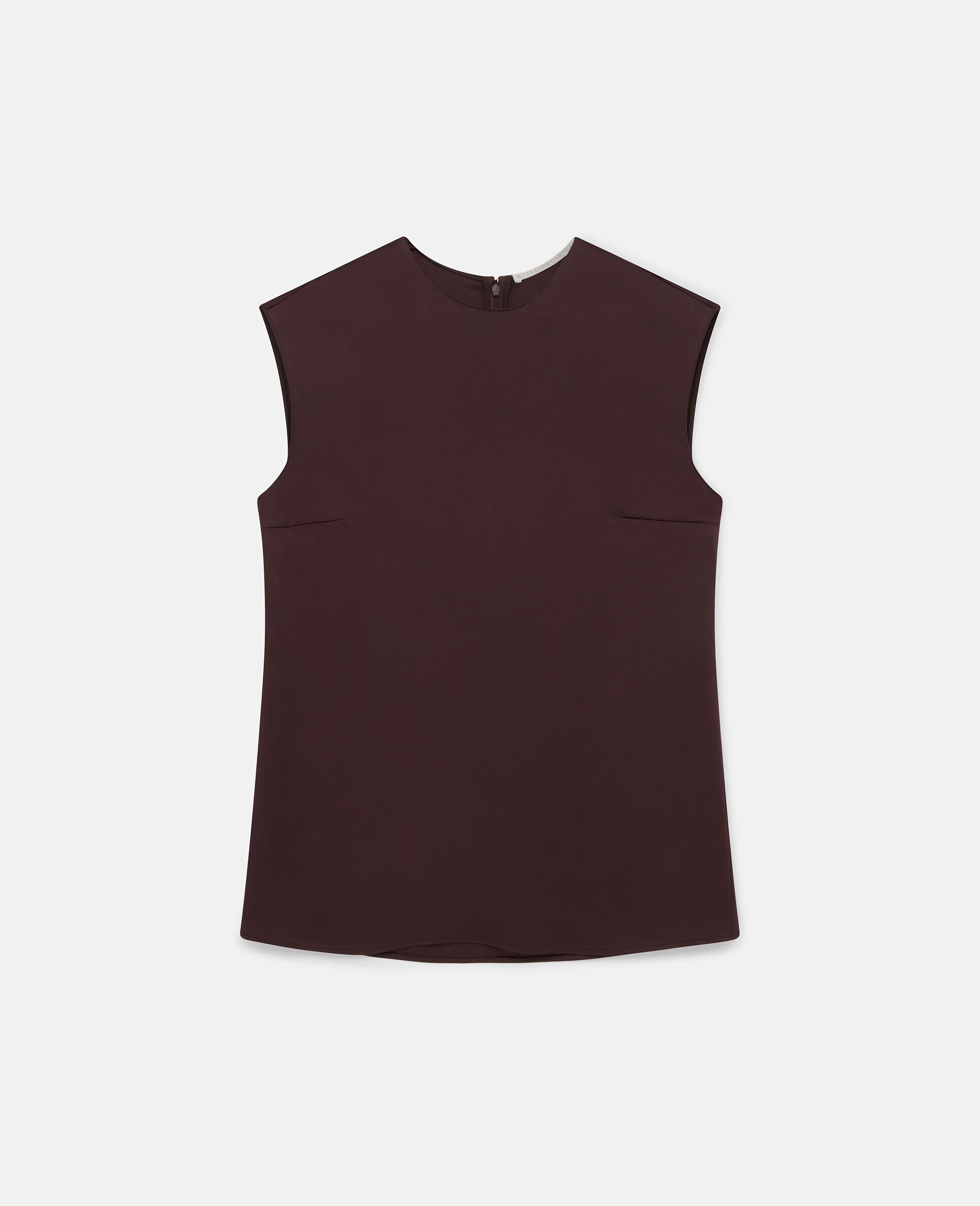 Round-Neck Sleeveless Satin Top-Blue-large image number 0