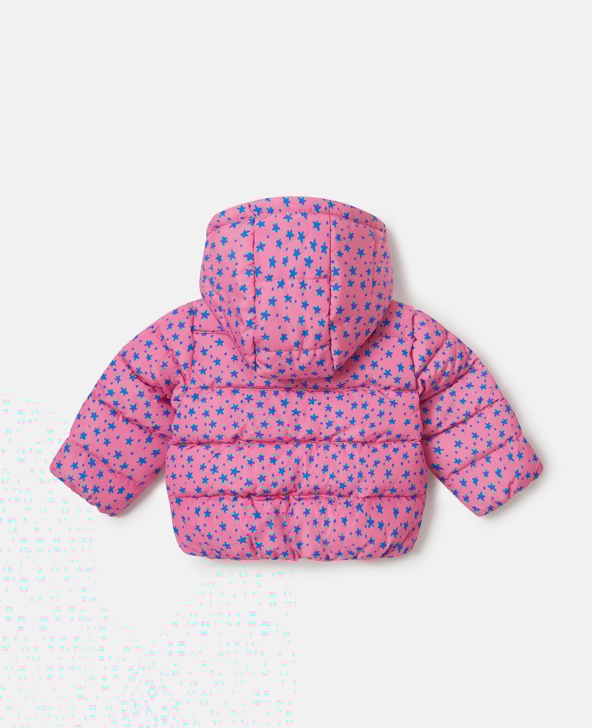 Star Print Hooded Puffer Coat-Pink-large image number 2