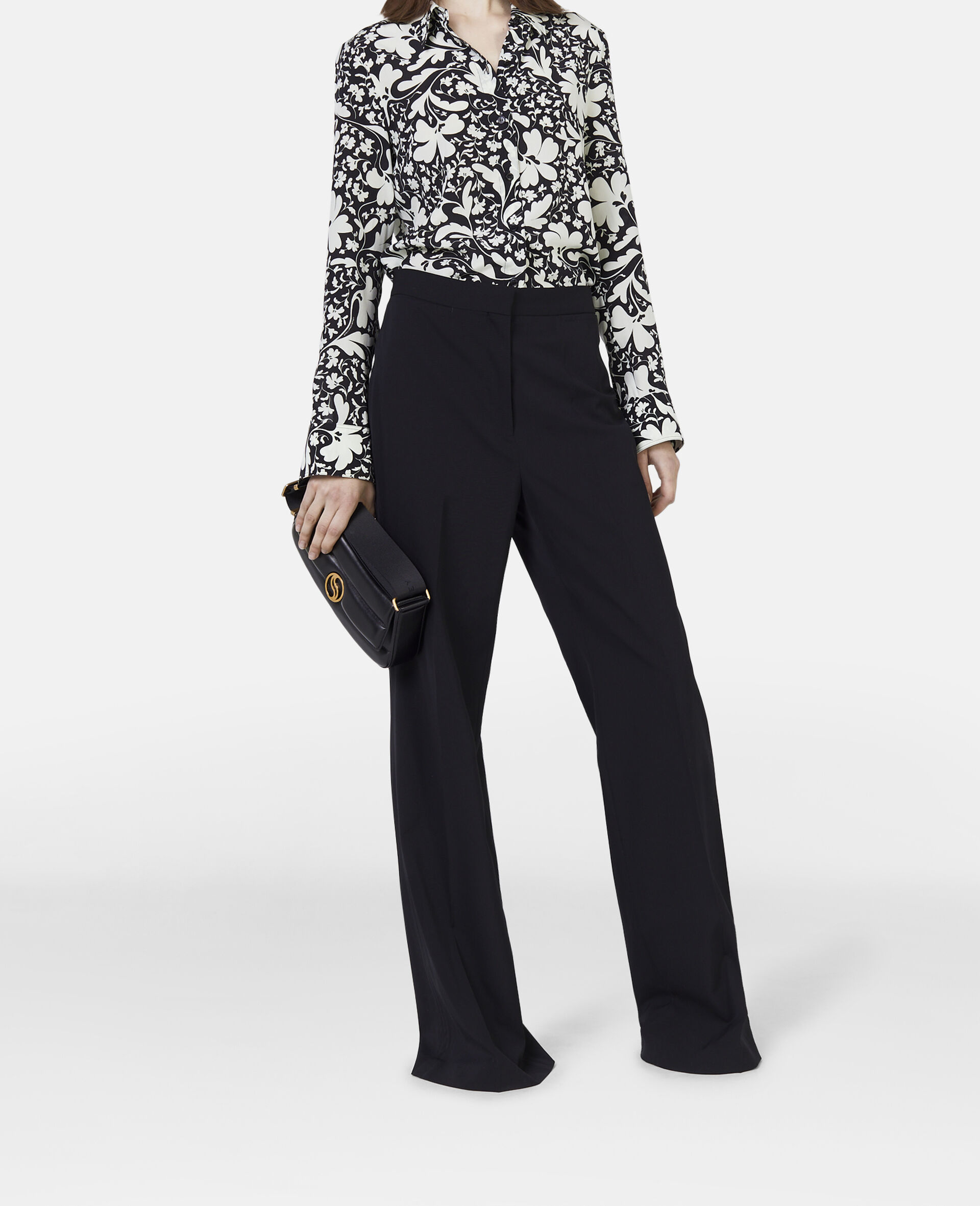 Pantaloni sartoriali in flanella di lana-Nero-model