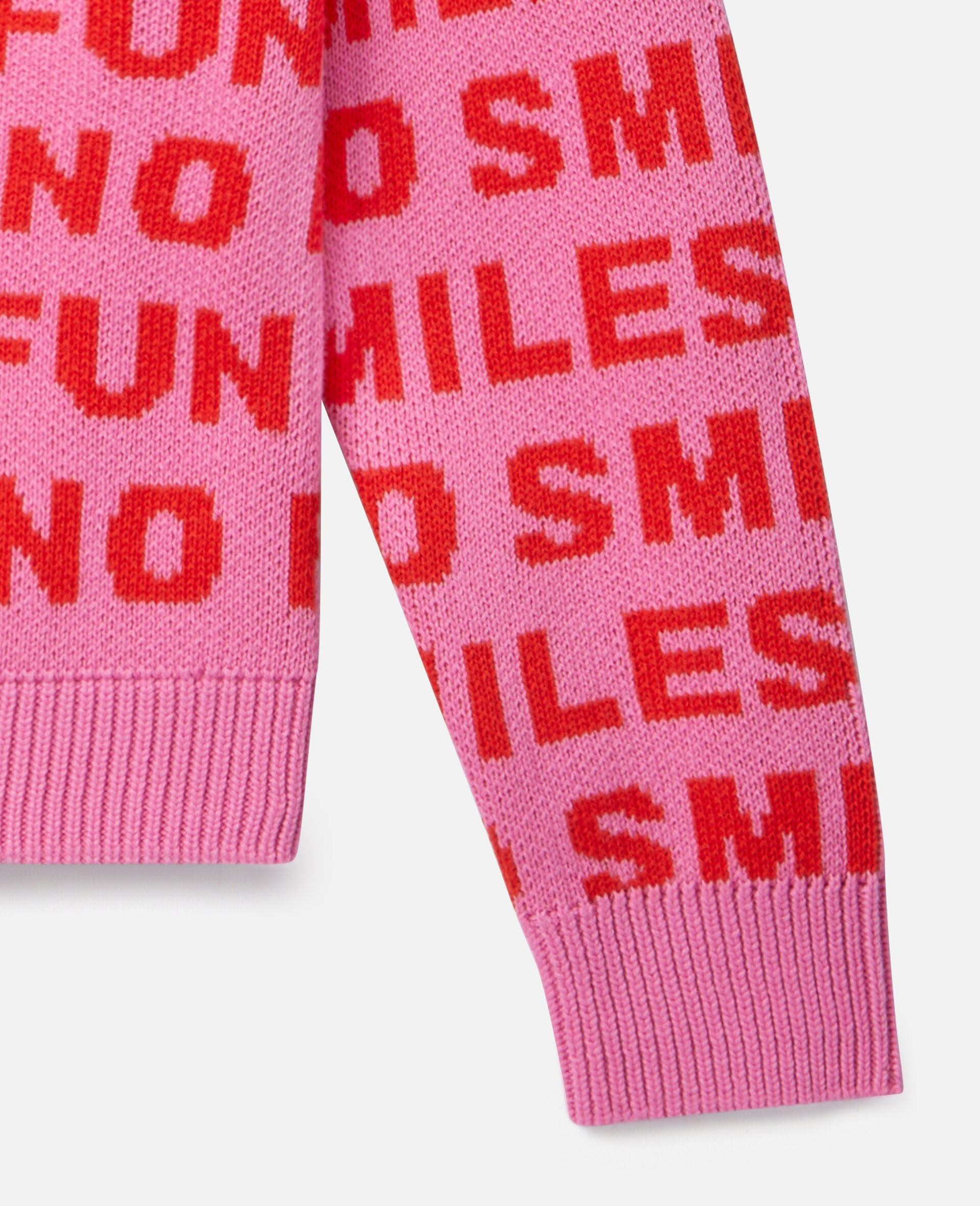 No Smiles No Fun Knit Intarsia Jumper-Pink-large image number 3