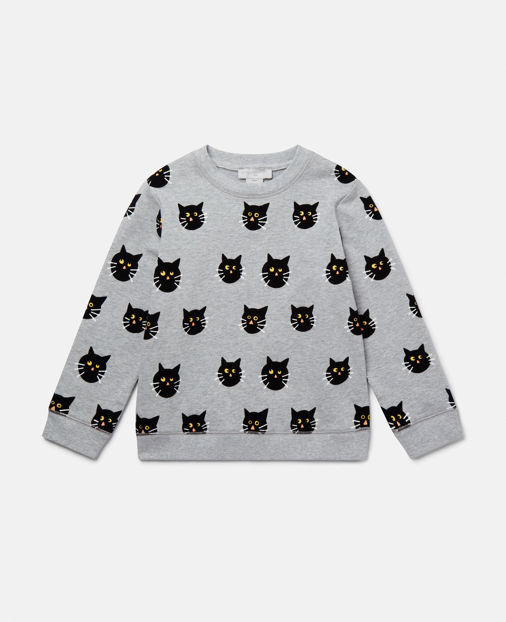 Spooky Cat Pattern Sweatshirt-Grey-medium