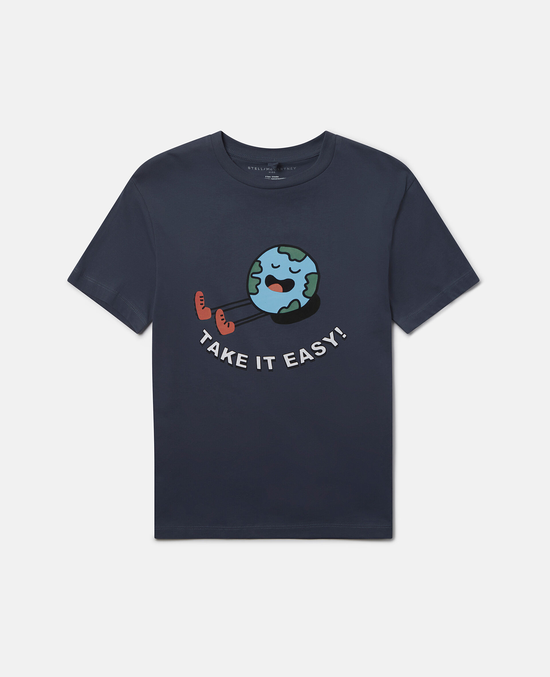'Take It Easy!' Slogan T-Shirt-Blue-large image number 0