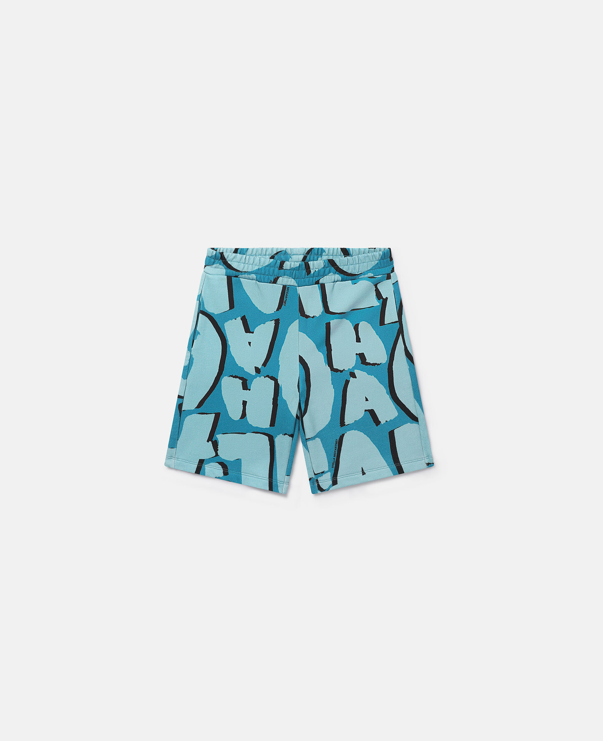 Aloha Lettering Jersey Shorts-Blu-medium