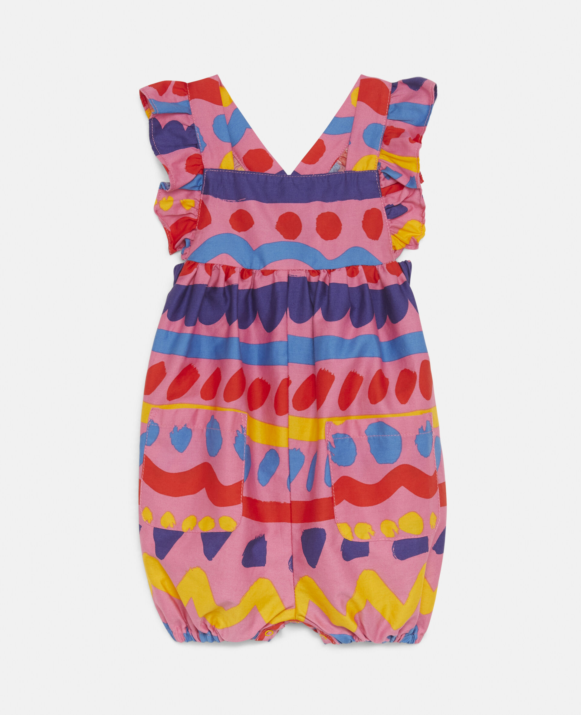 Striped Satin Cotton Dungarees-Multicoloured-large image number 0