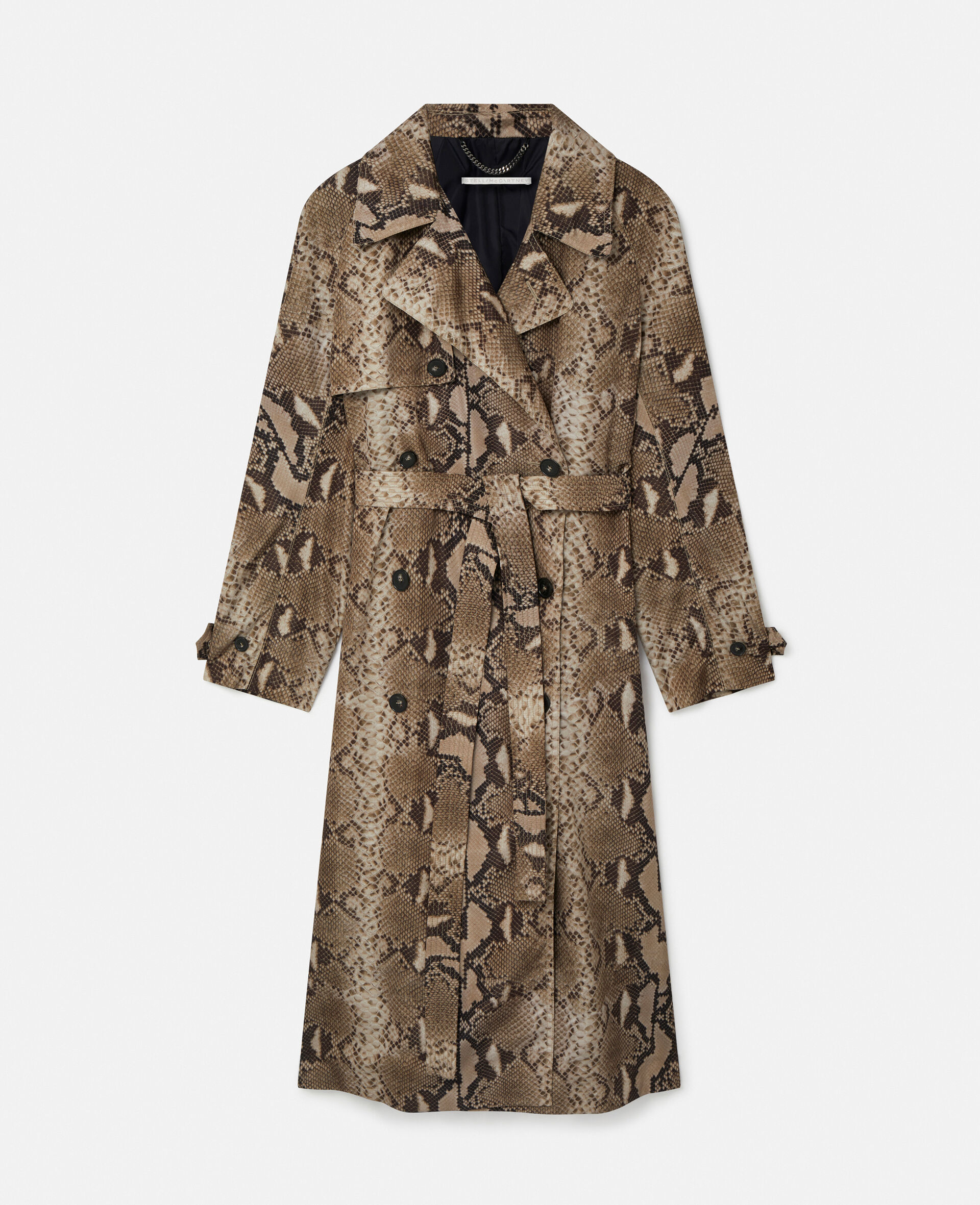 Python Print Belted Trench Coat-Multicolour-large image number 0