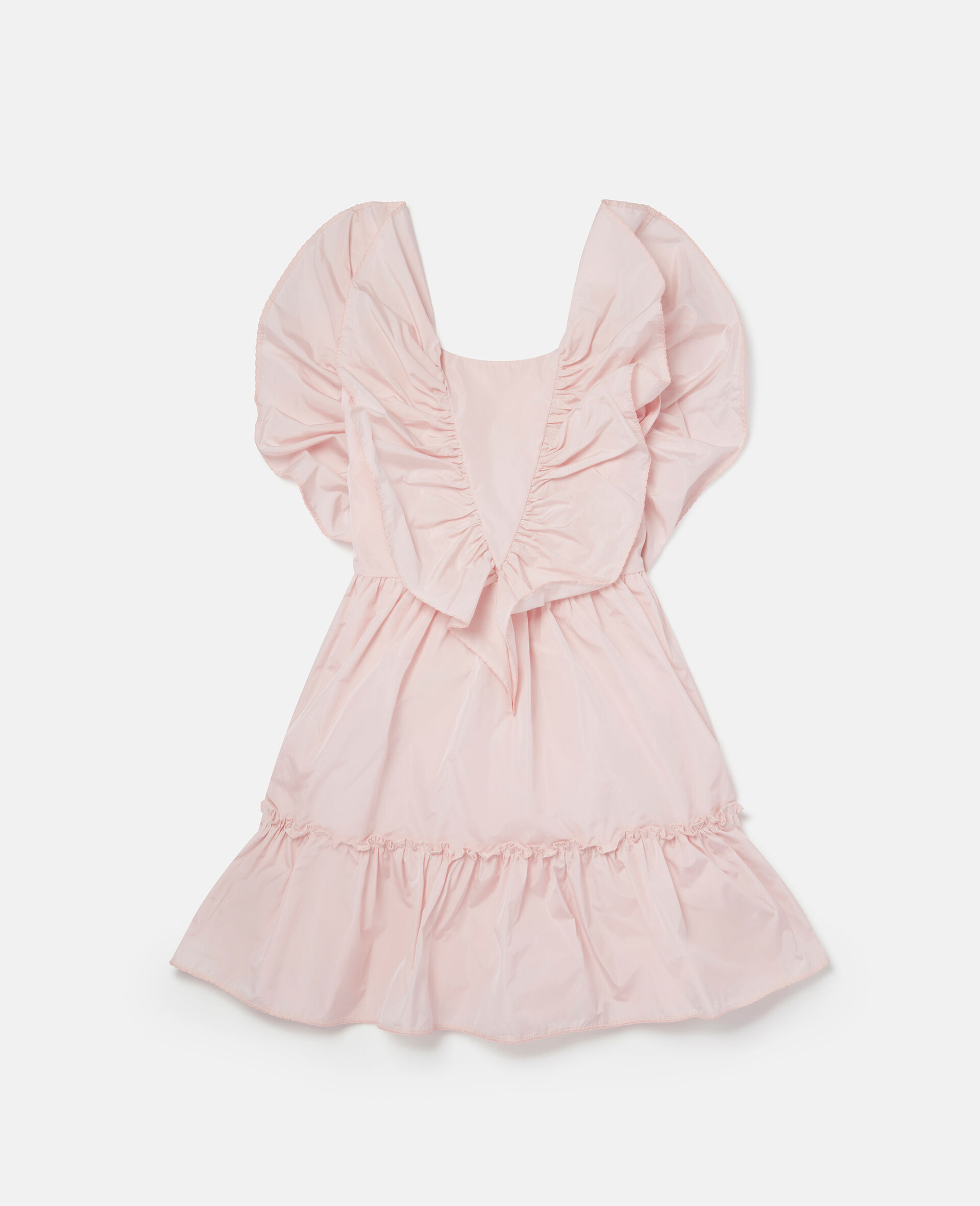 Kids Pink Ruffle Taffeta Belted Dress | Stella McCartney CA