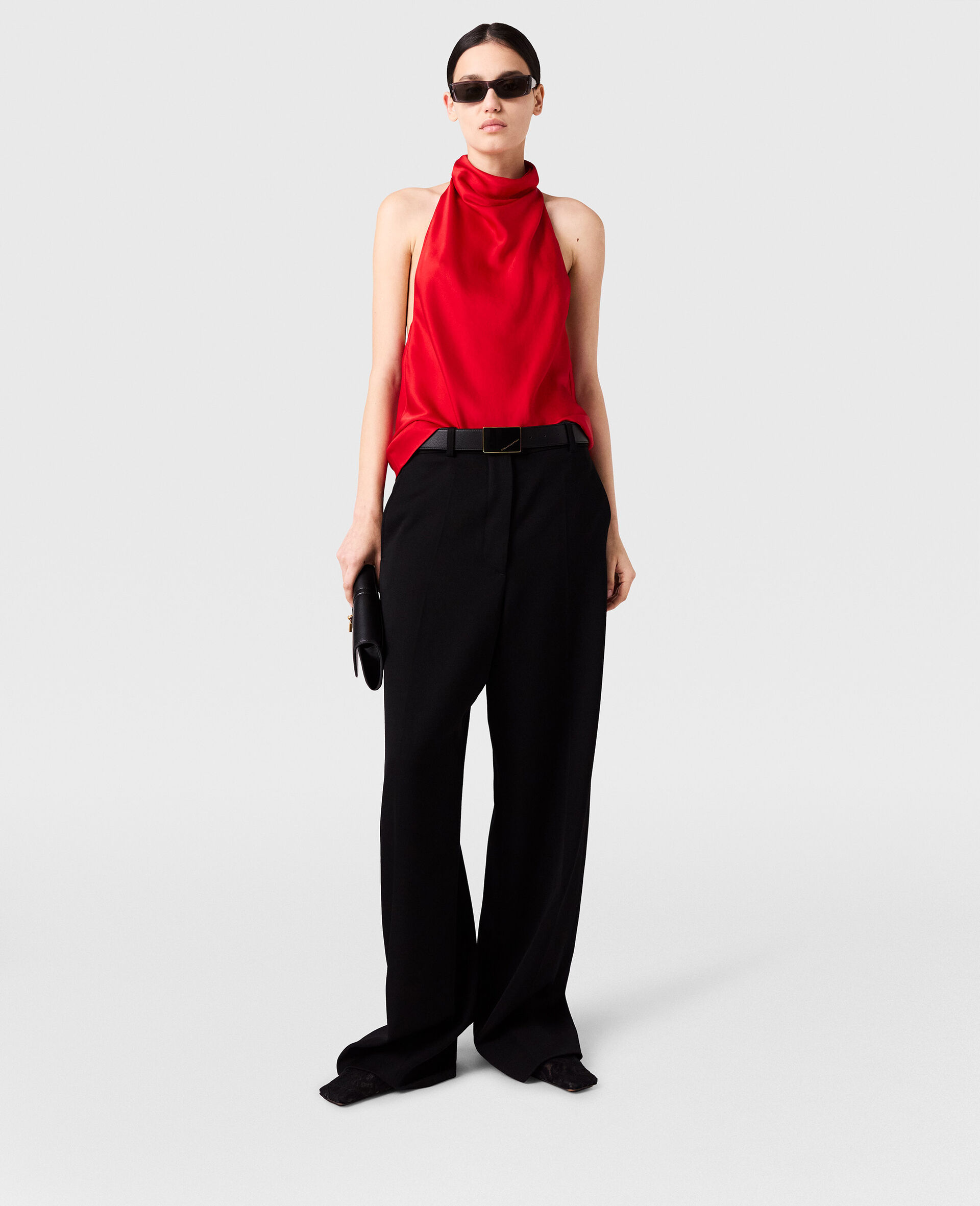 Satin halterneck Top-Red-large image number 5