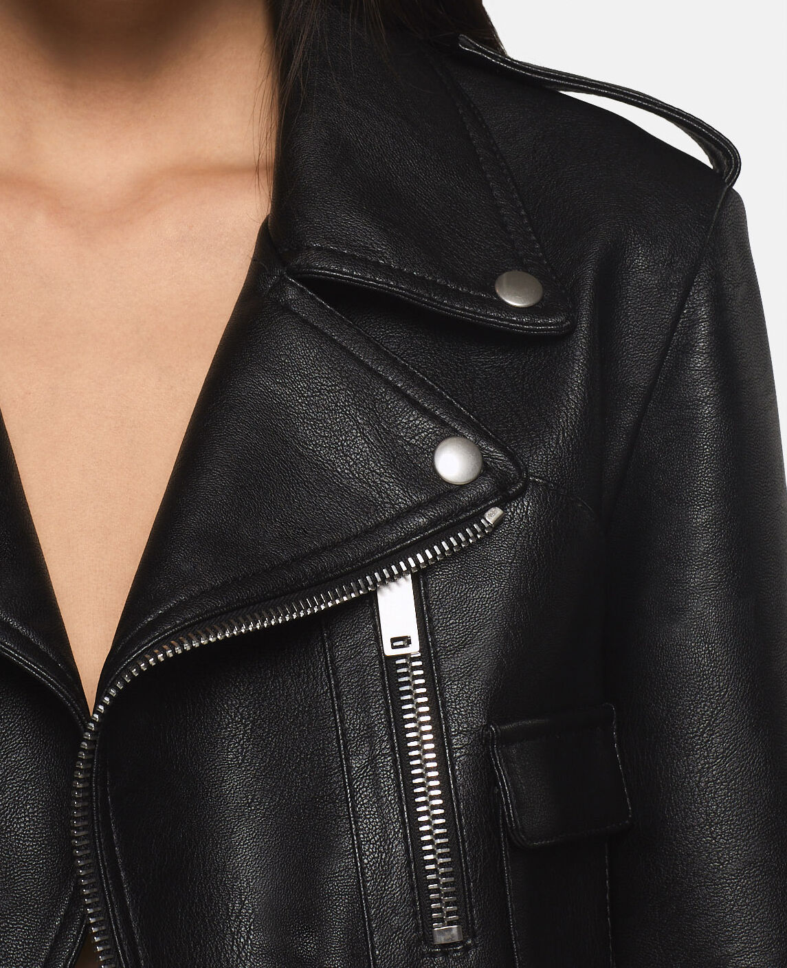 【公式】アクセサリーの激安通販 leather Black Women Cropped Stella | Jacket Biker Mat Alter ジャケット・アウター