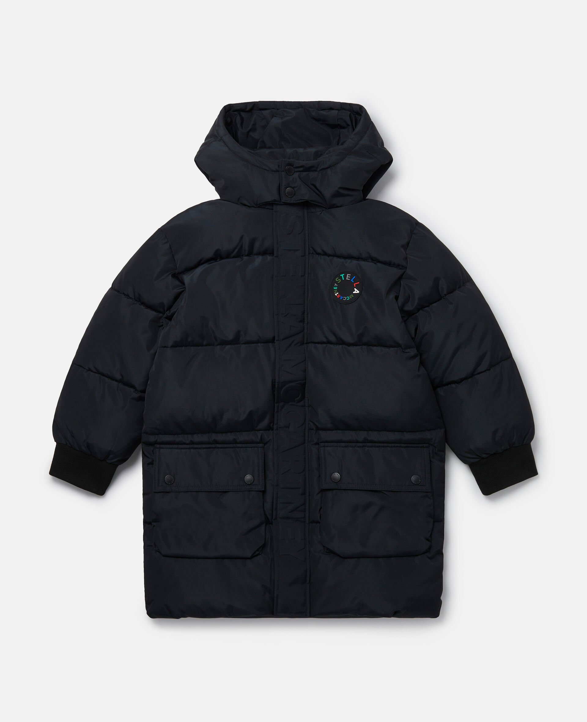 Doudoune longue r&eacute;versible &agrave; logo-Noir-large image number 0