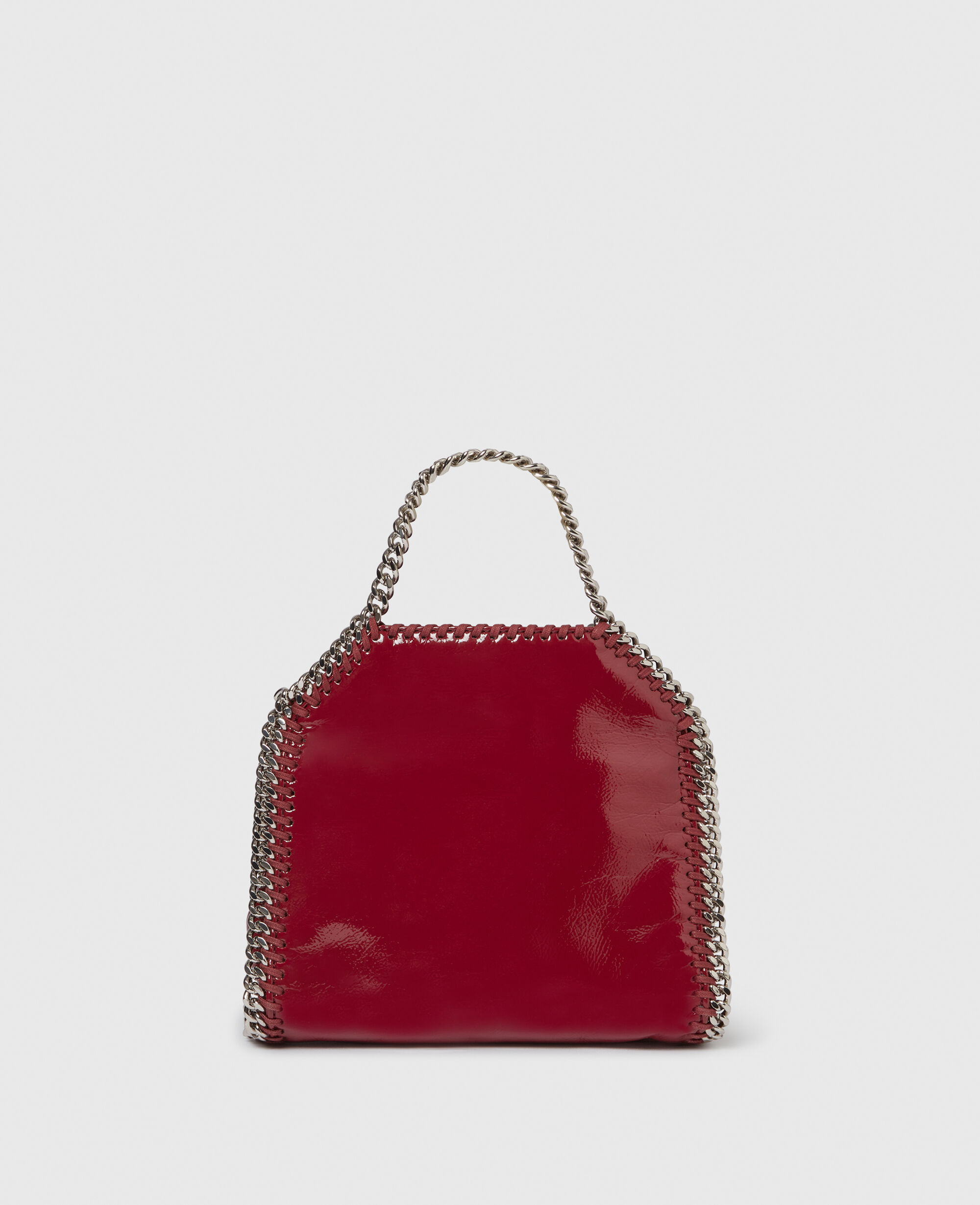 Women Burgundy Falabella Tiny Tote Crinkled Patent Bag