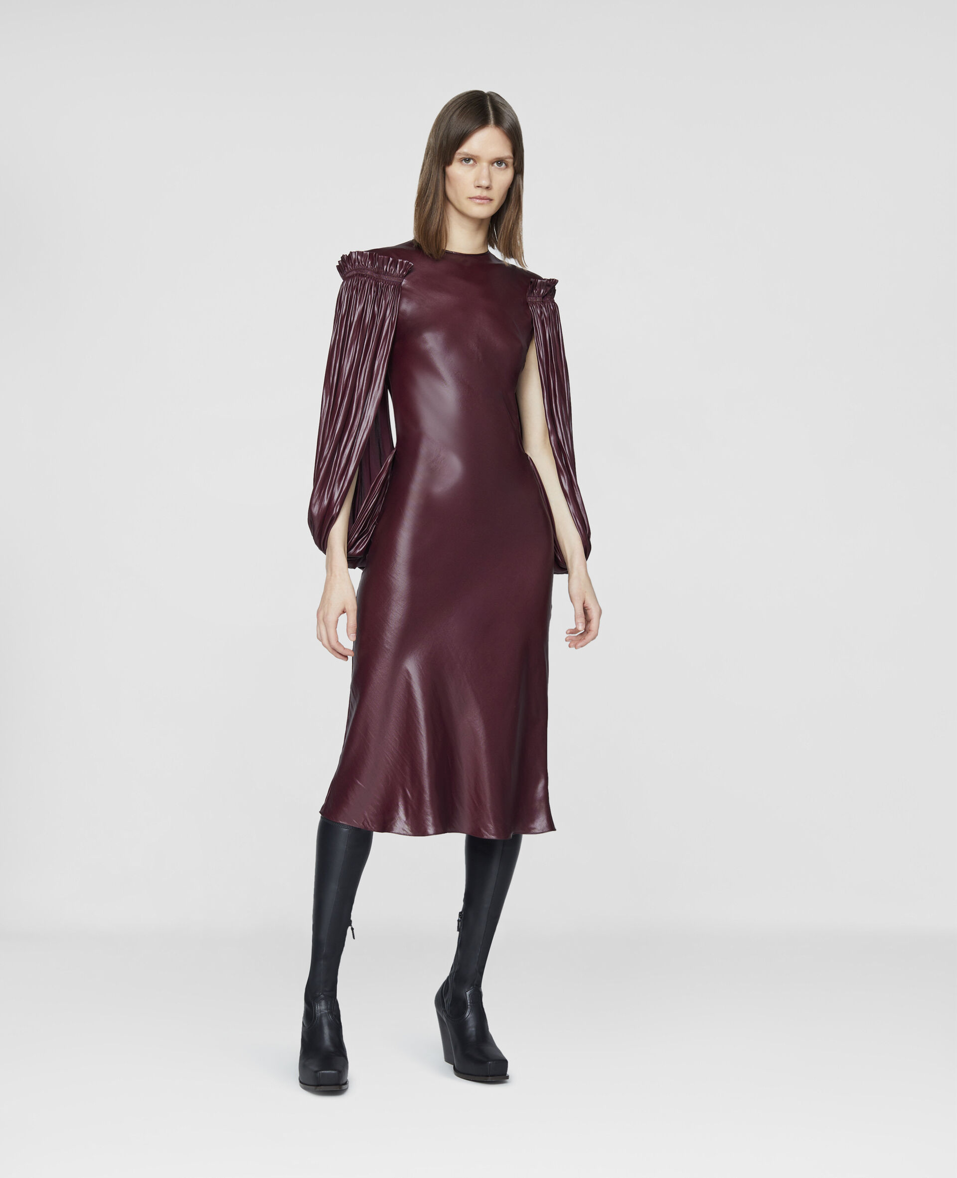 Billowing Cape Midi Dress-Purple-large image number 1
