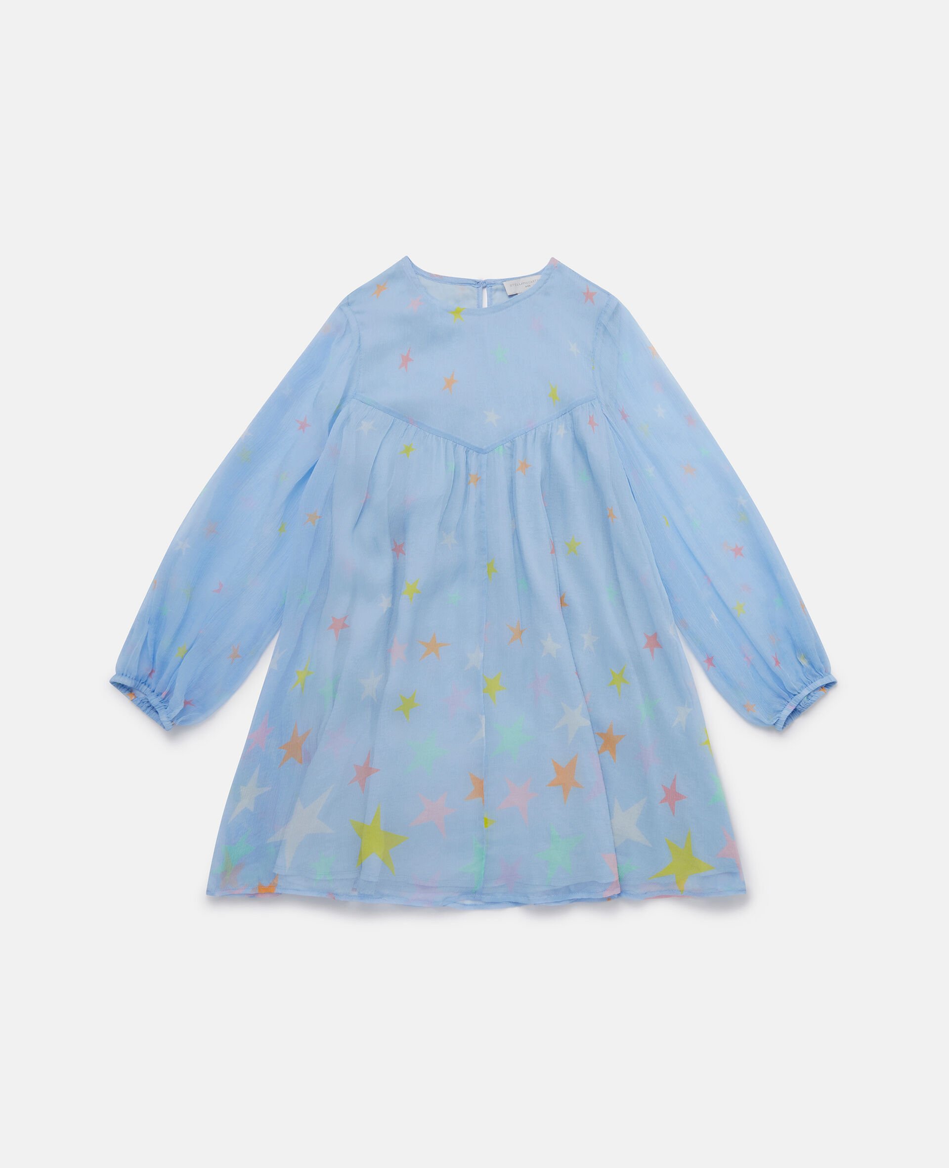 Jeanskleid mit Stern Print-Blau-model Jeanskleid mit Stern Print-Blau-model