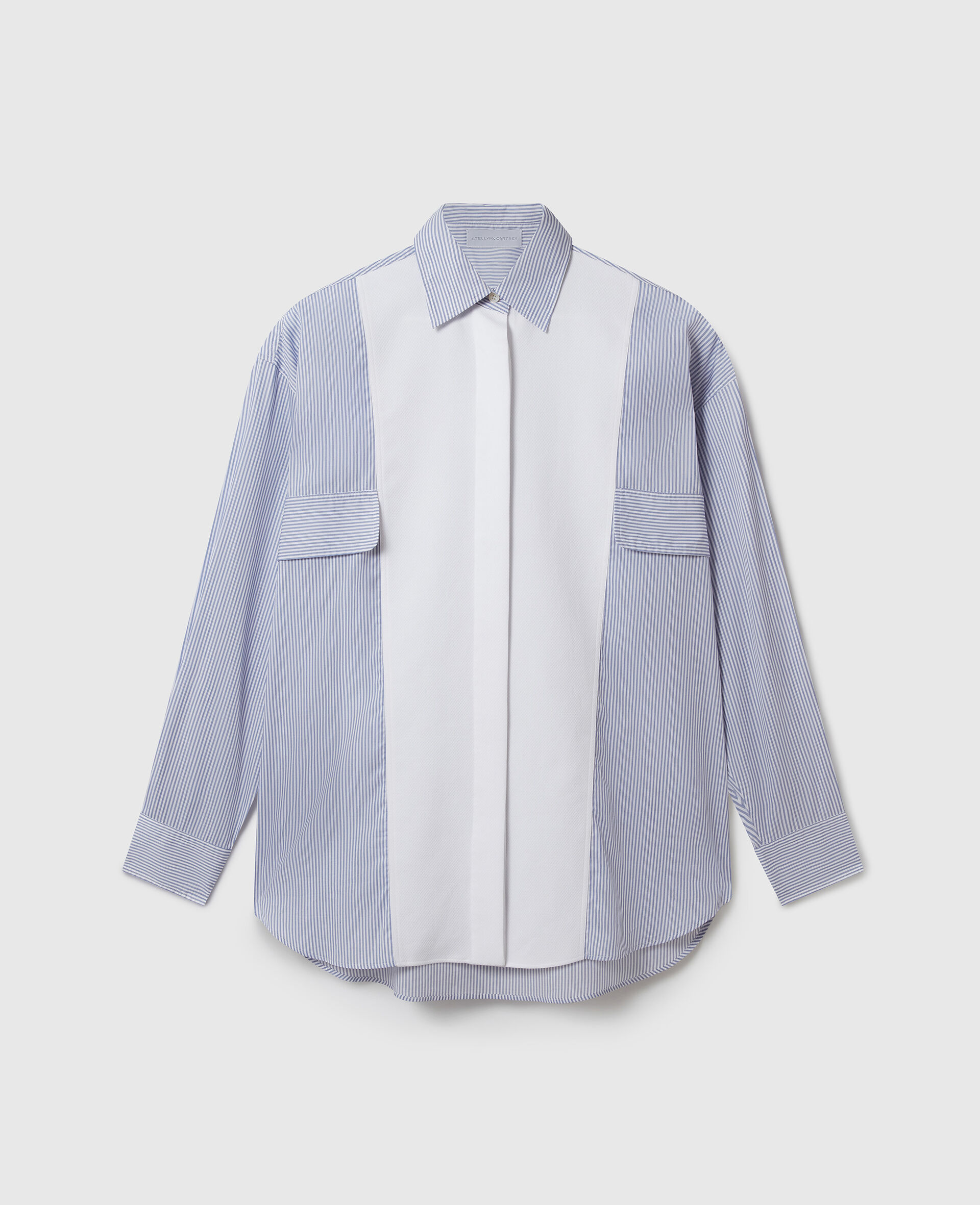 Cotton Stripe Piqu&eacute; Double Shirt-White-medium