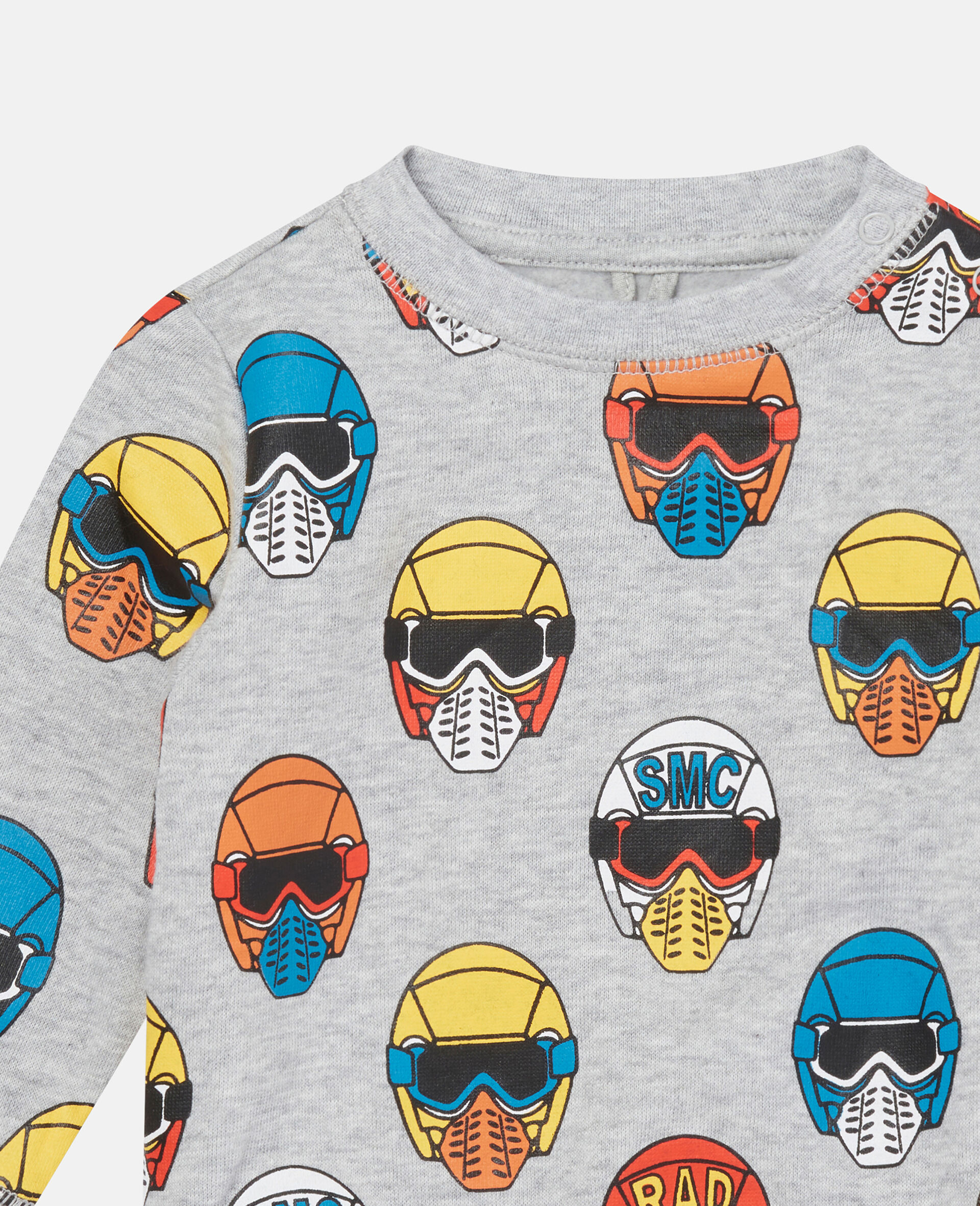 Cotton Fleece Helmet Print Sweatshirt-Grey-large image number 1