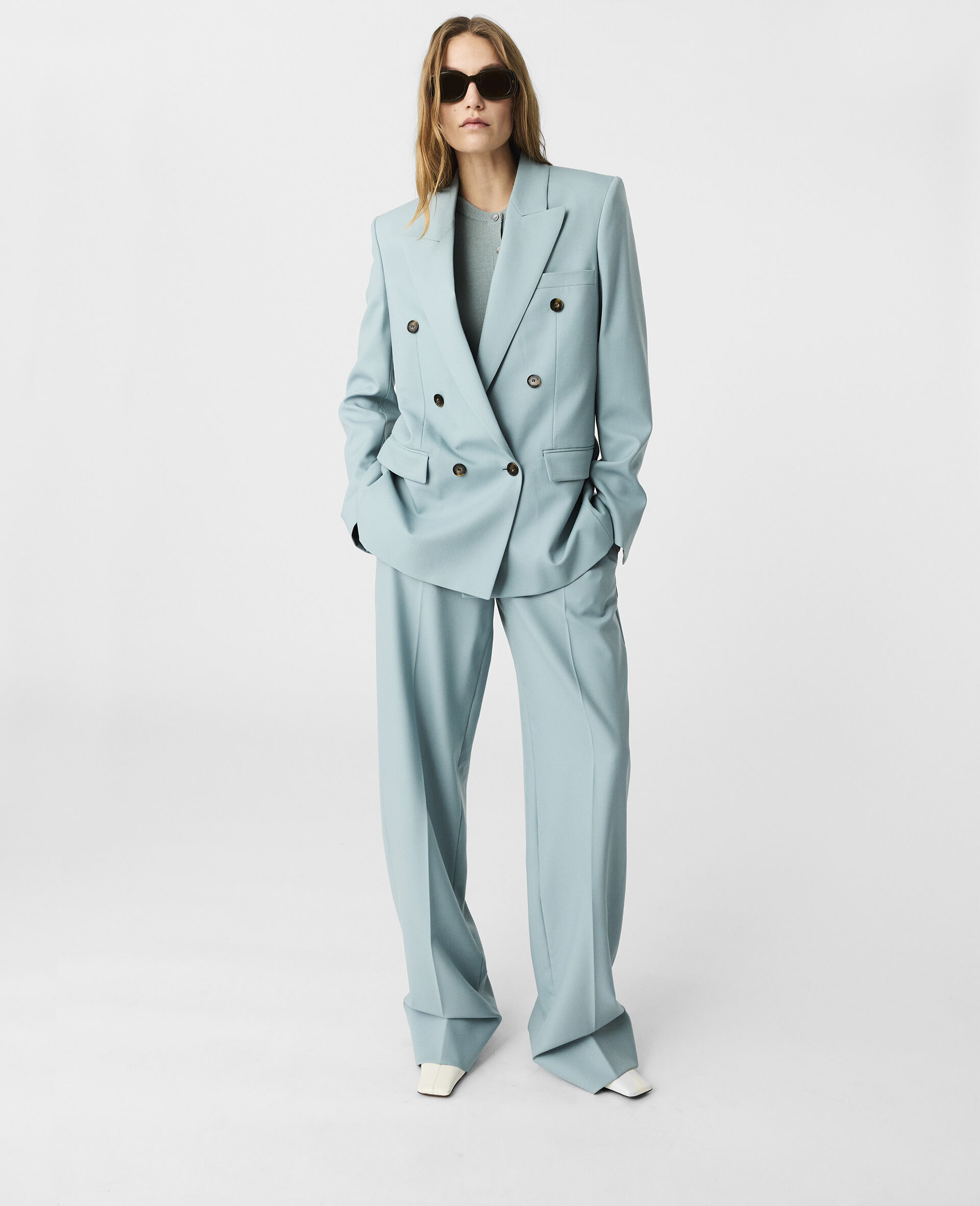 Double-Breasted Blazer-Blue-large image number 6