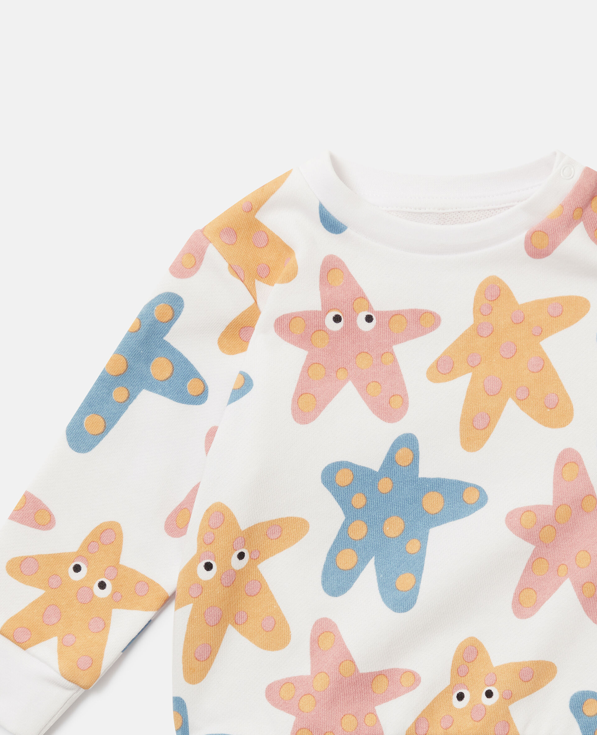 Starfish Print Sweatshirt-White-medium