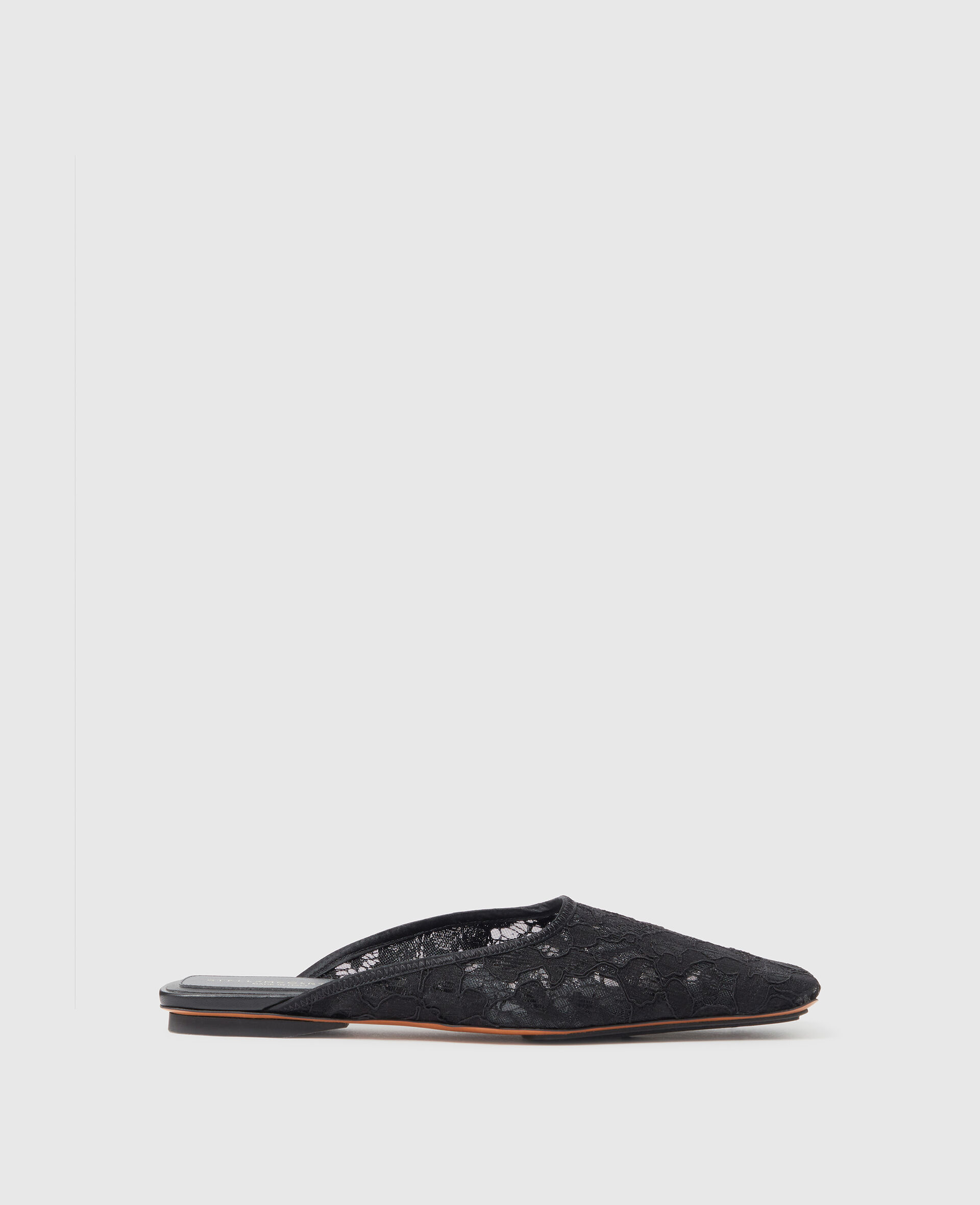 Mules en dentelle a bout carre ouvertes a l arriere-Noir-medium