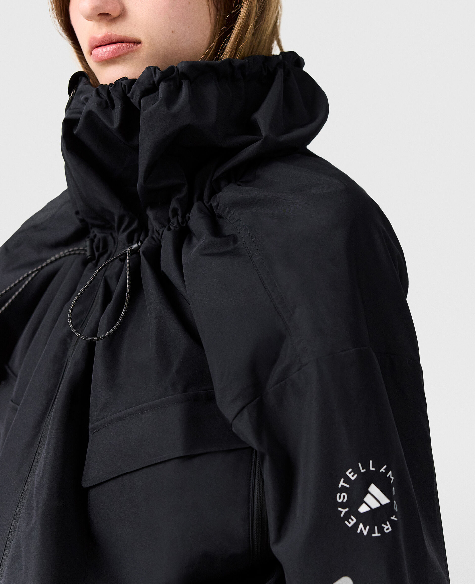 High-Neck Hooded Jacket-Black-large image number 3