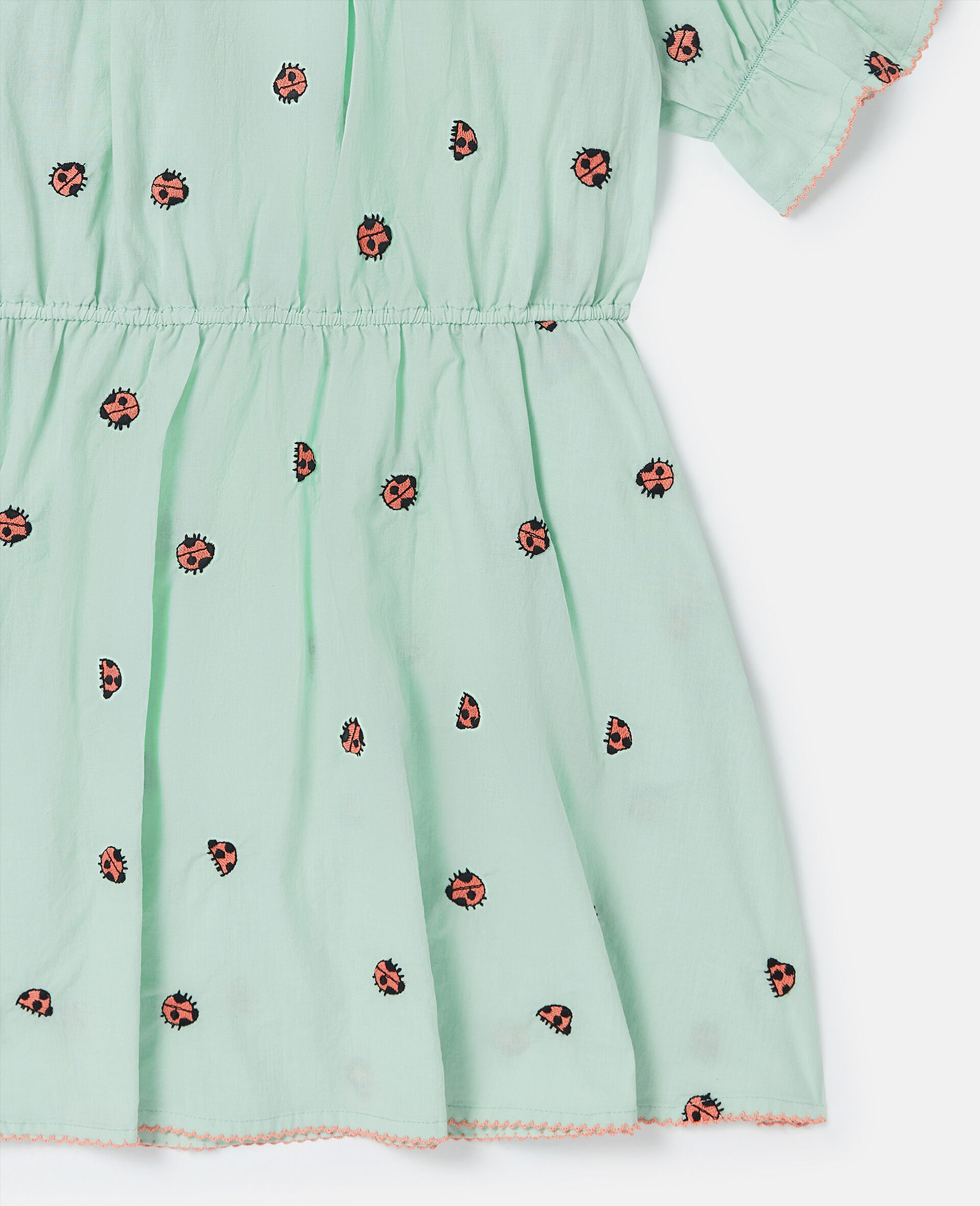 Ladybird Short Sleeve Pleated Trim Dress-Green-large image number 3