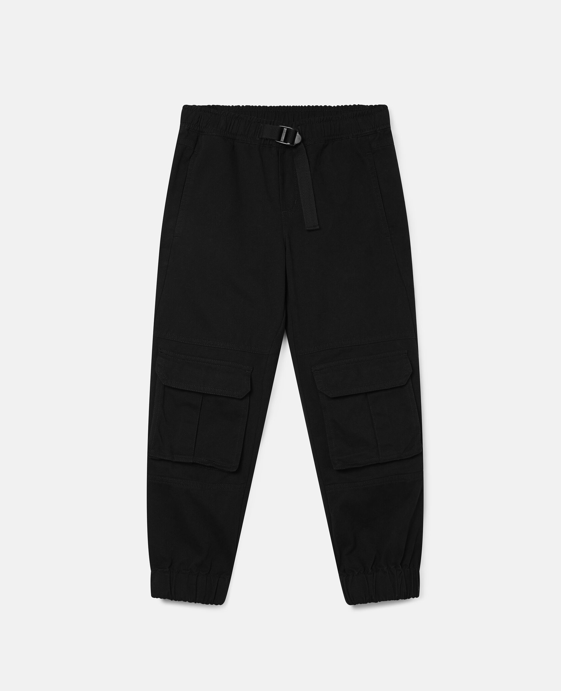 Cargo Cotton Twill Trousers-Black-large image number 0