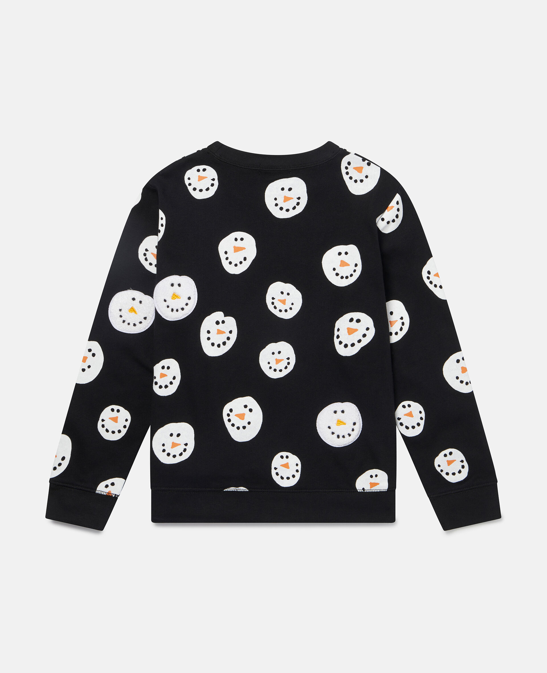 Christmas Snowman Print Cotton Sweatshirt-Black-large image number 2