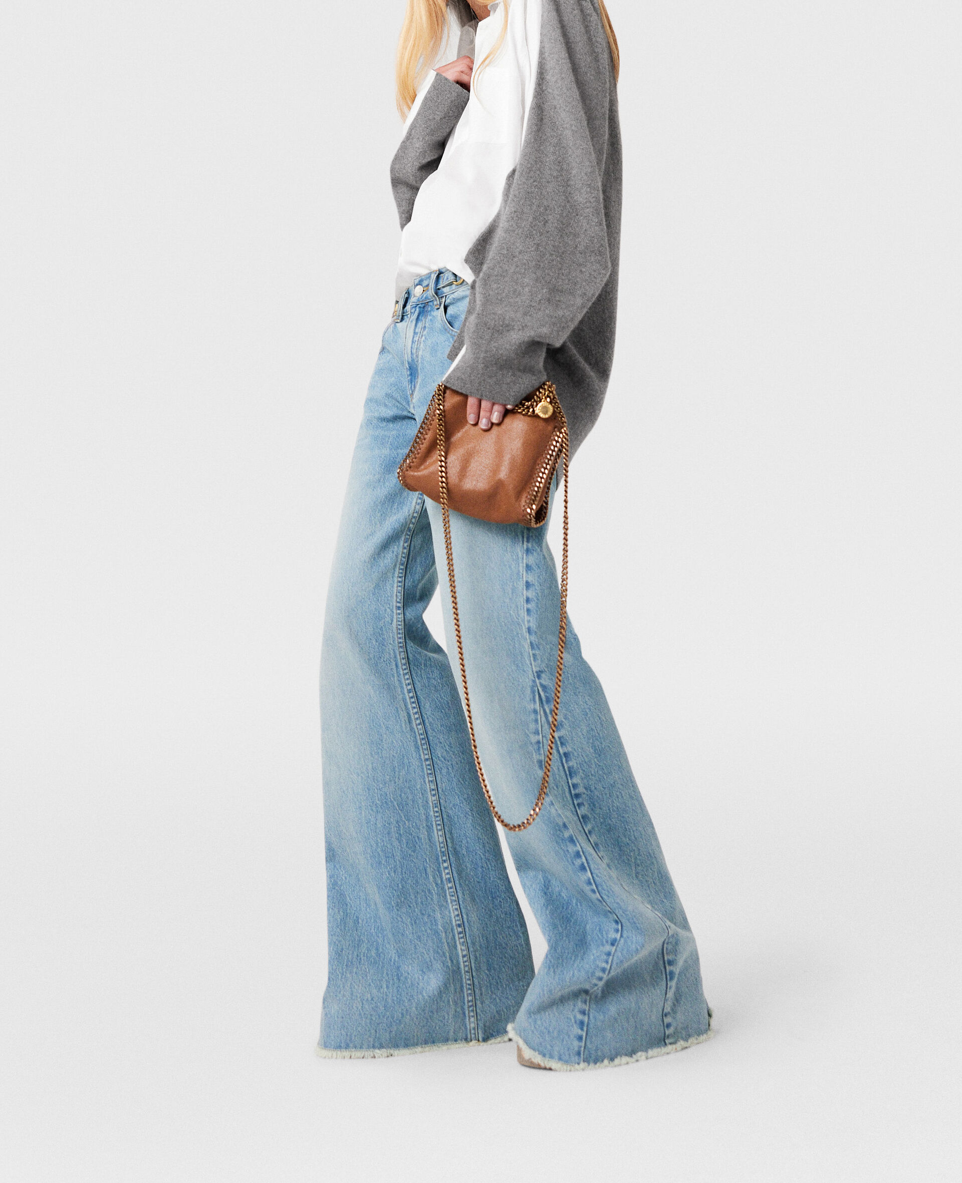 Shirting Details Long Sleeve Sweater-Grey-large image number 1