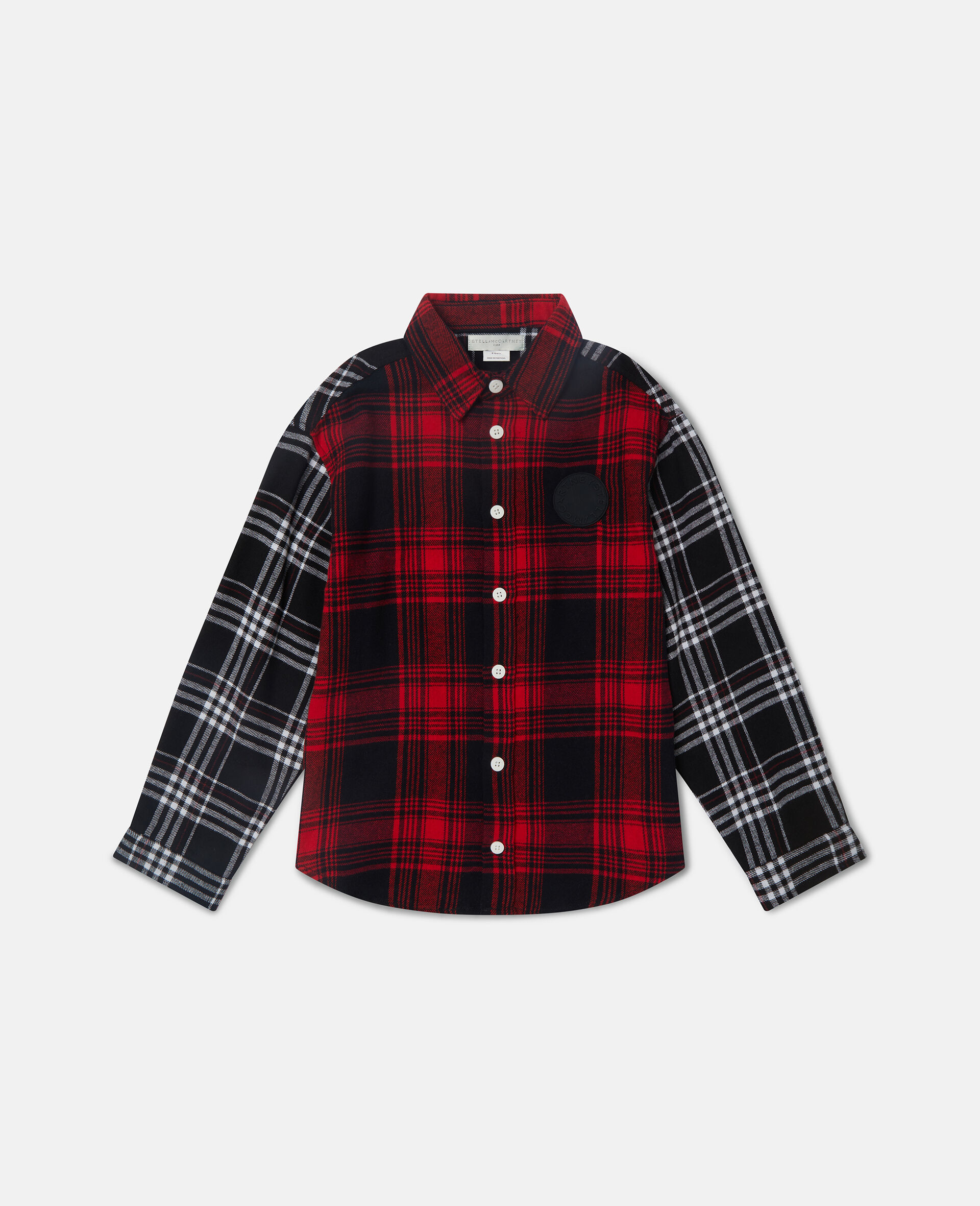 Camicia Classica con Pannelli a Quadri-Rosso-large image number 0