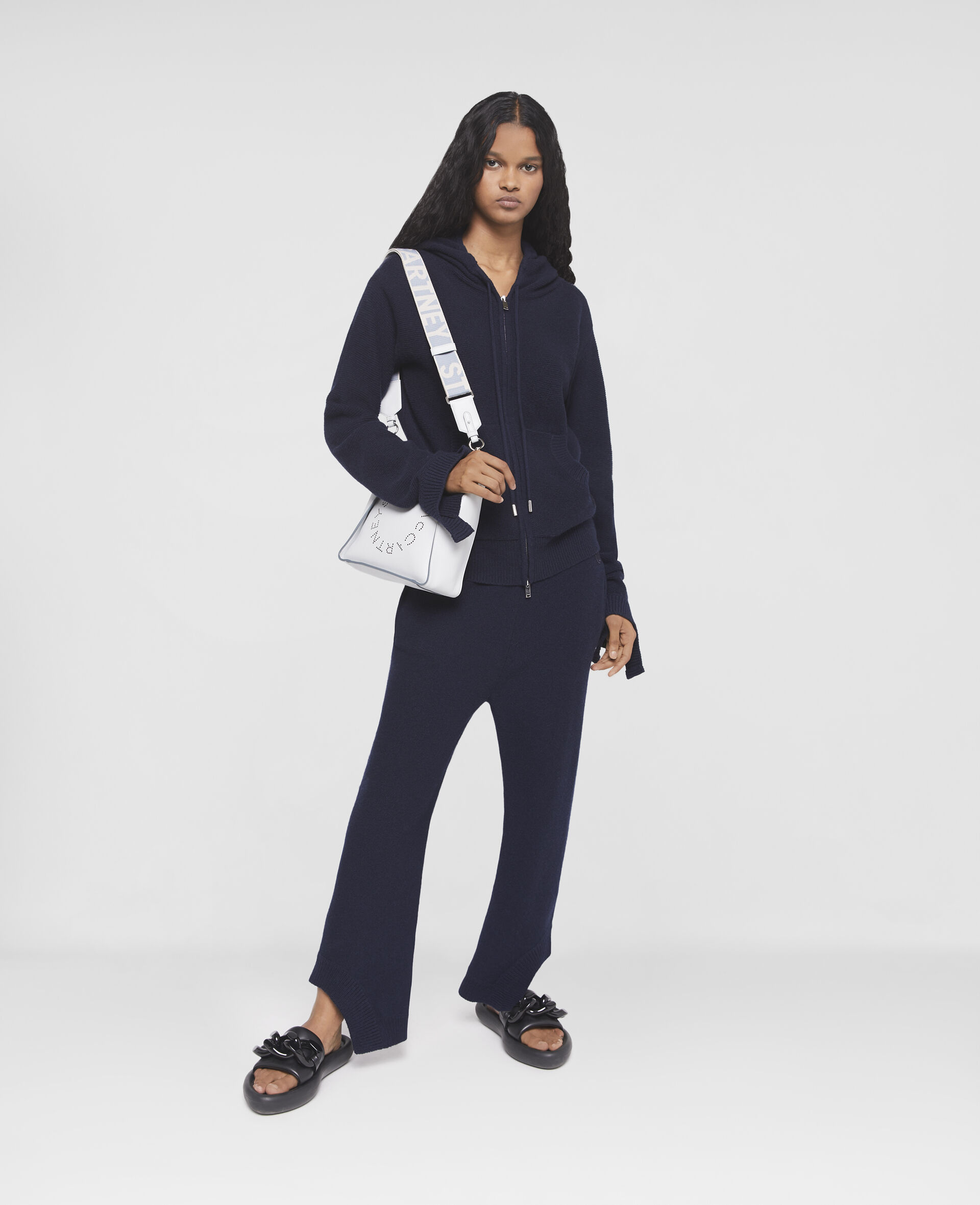 S-Wave Regenerated Cashmere Knitted Trousers-Blue-large image number 1