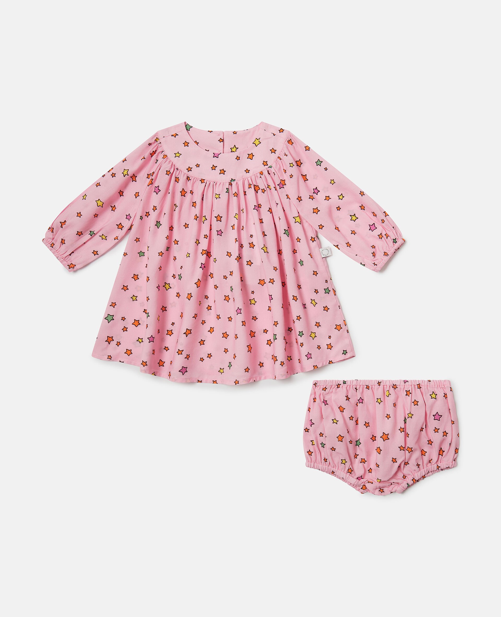 Kids Pink/Multicolour Star Print Long Sleeve Dress Stella McCartney US Kids Pink/Multicolour Star Print Long Sleeve Dress Stella McCartney US