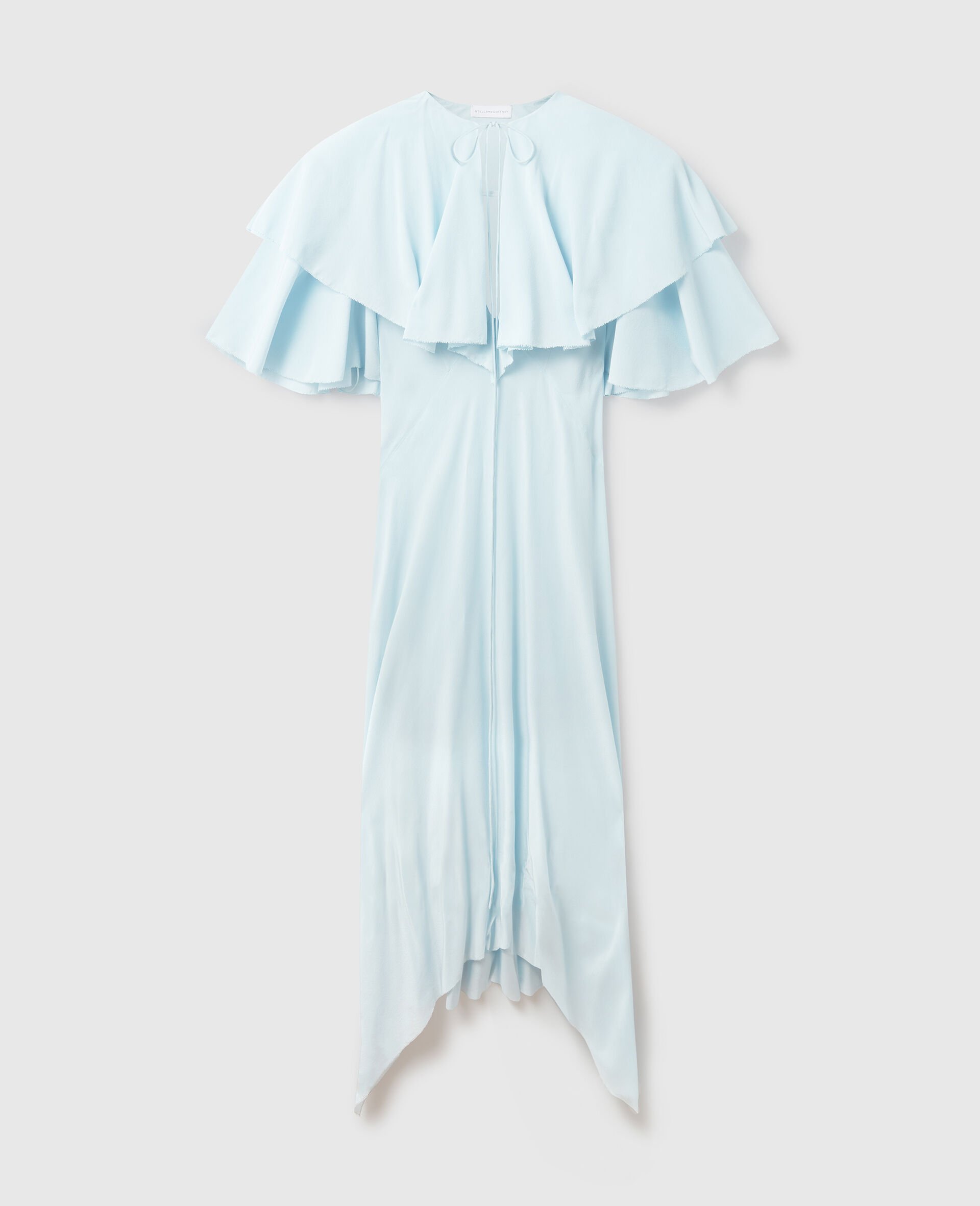 Layered Short Sleeve Semi-Sheer Midi Dress-Blue-medium