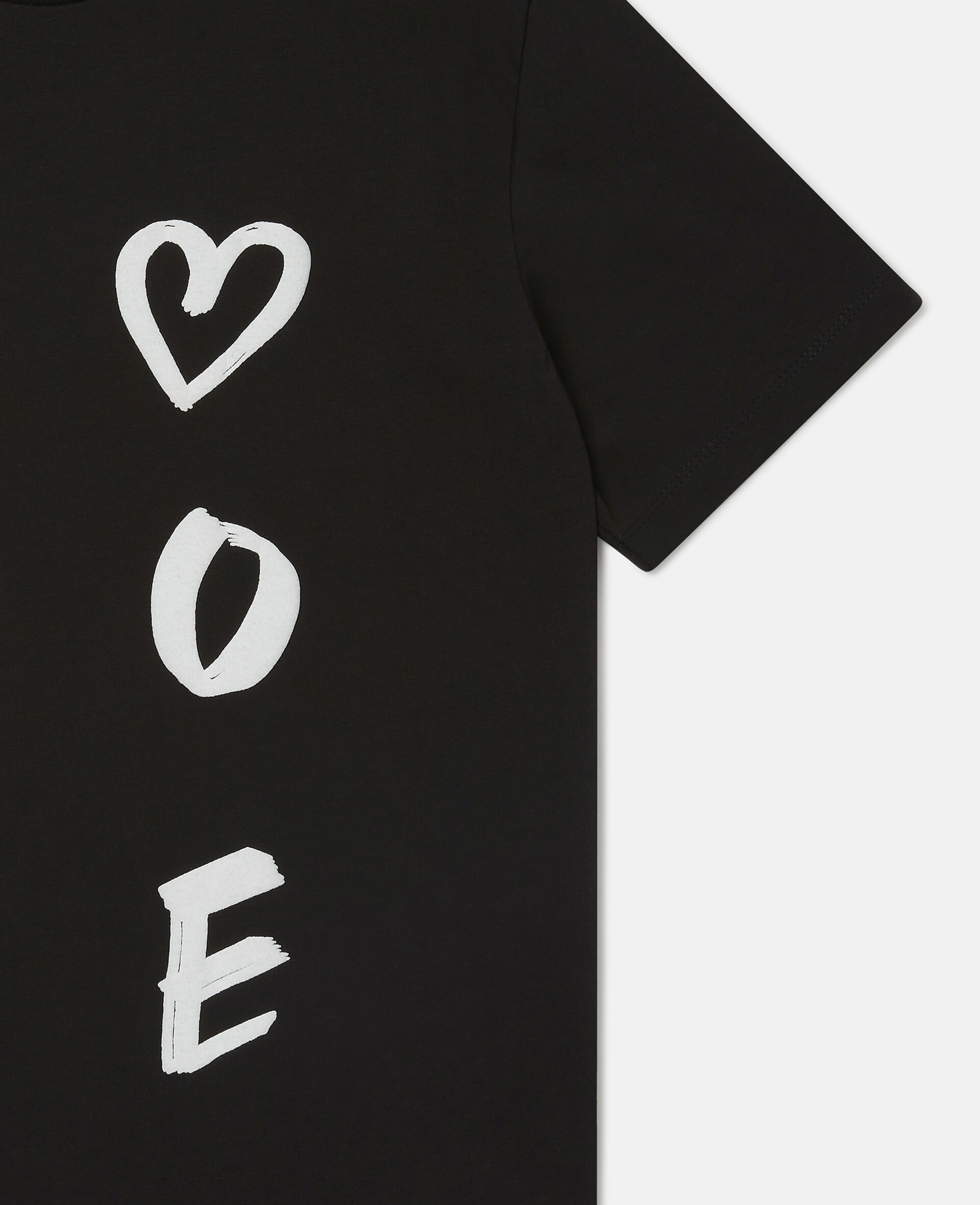 Love Print Cotton T-Shirt-Black-large image number 1